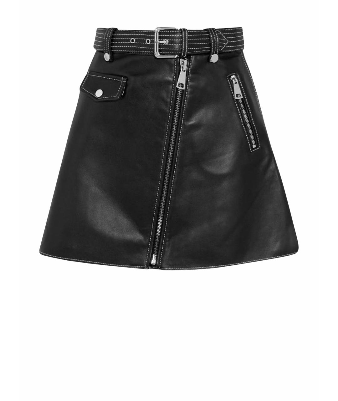 MAJE Черная кожаная юбка мини, фото 1