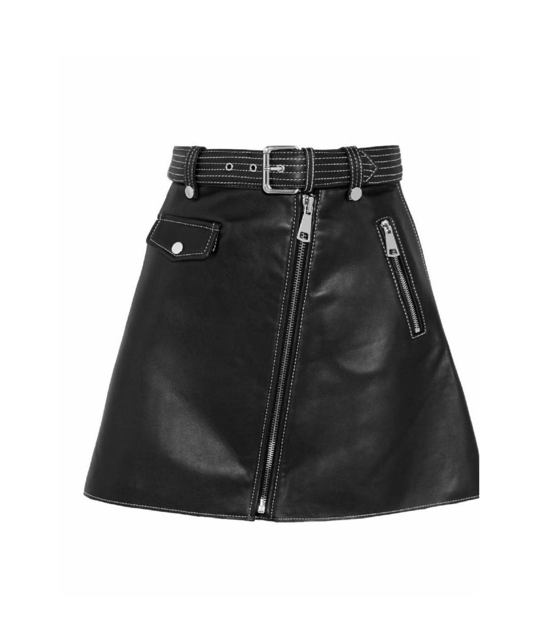 MAJE Черная кожаная юбка мини, фото 5
