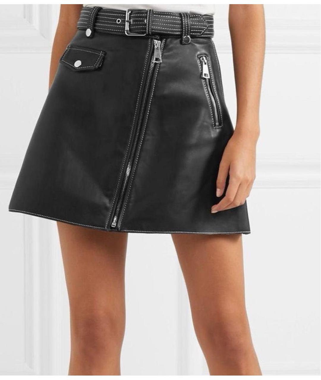 MAJE Черная кожаная юбка мини, фото 4