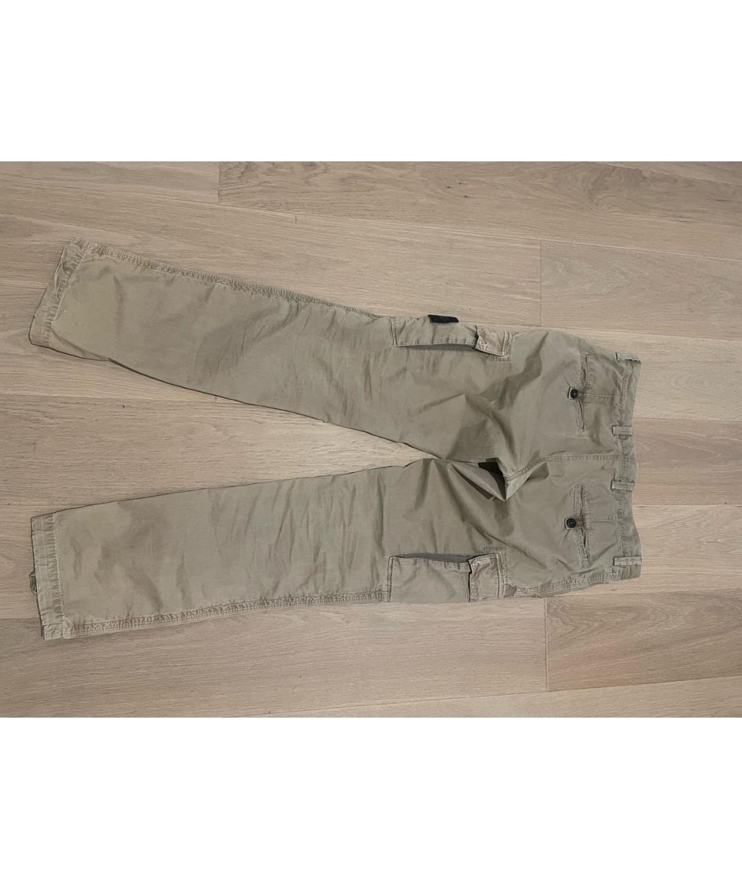 STONE ISLAND Бежевые хлопковые классические брюки, фото 2