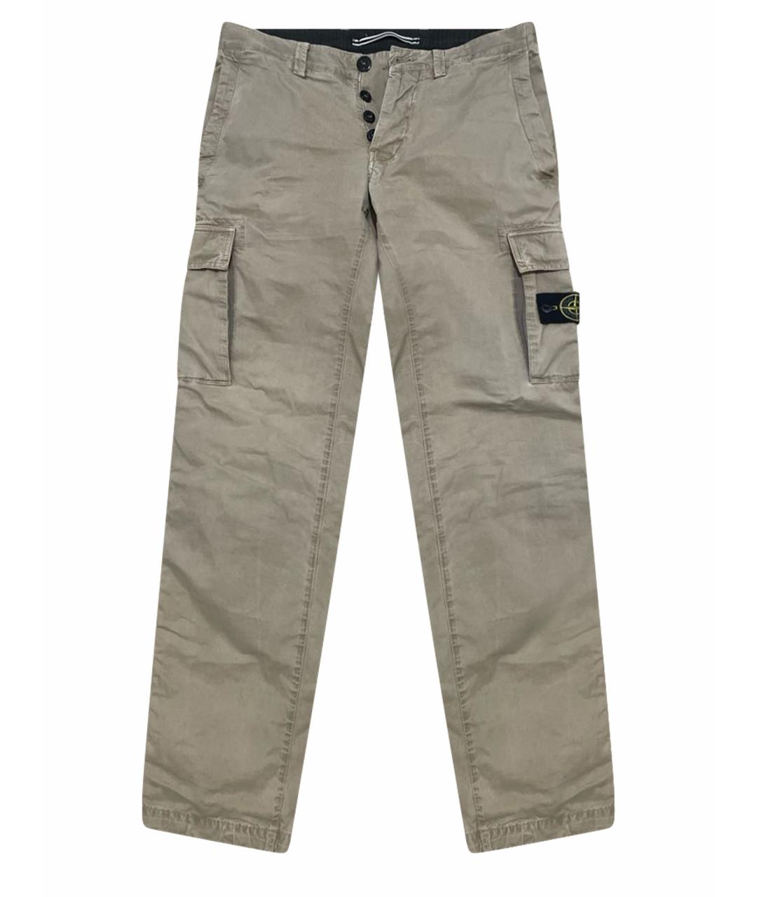STONE ISLAND Бежевые хлопковые классические брюки, фото 1