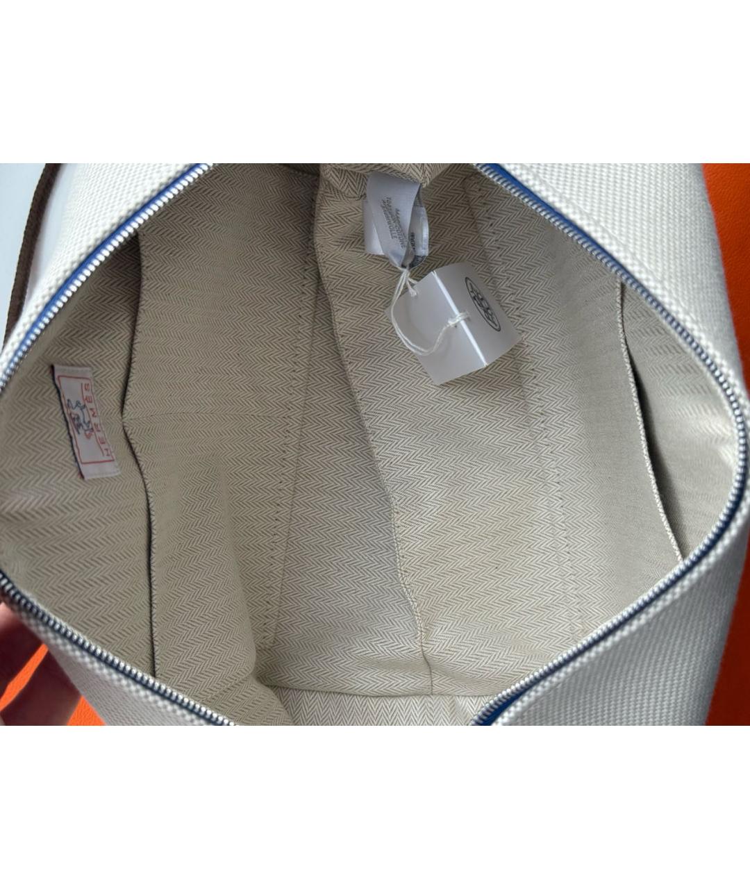 HERMES Бежевая тканевая косметичка, фото 6