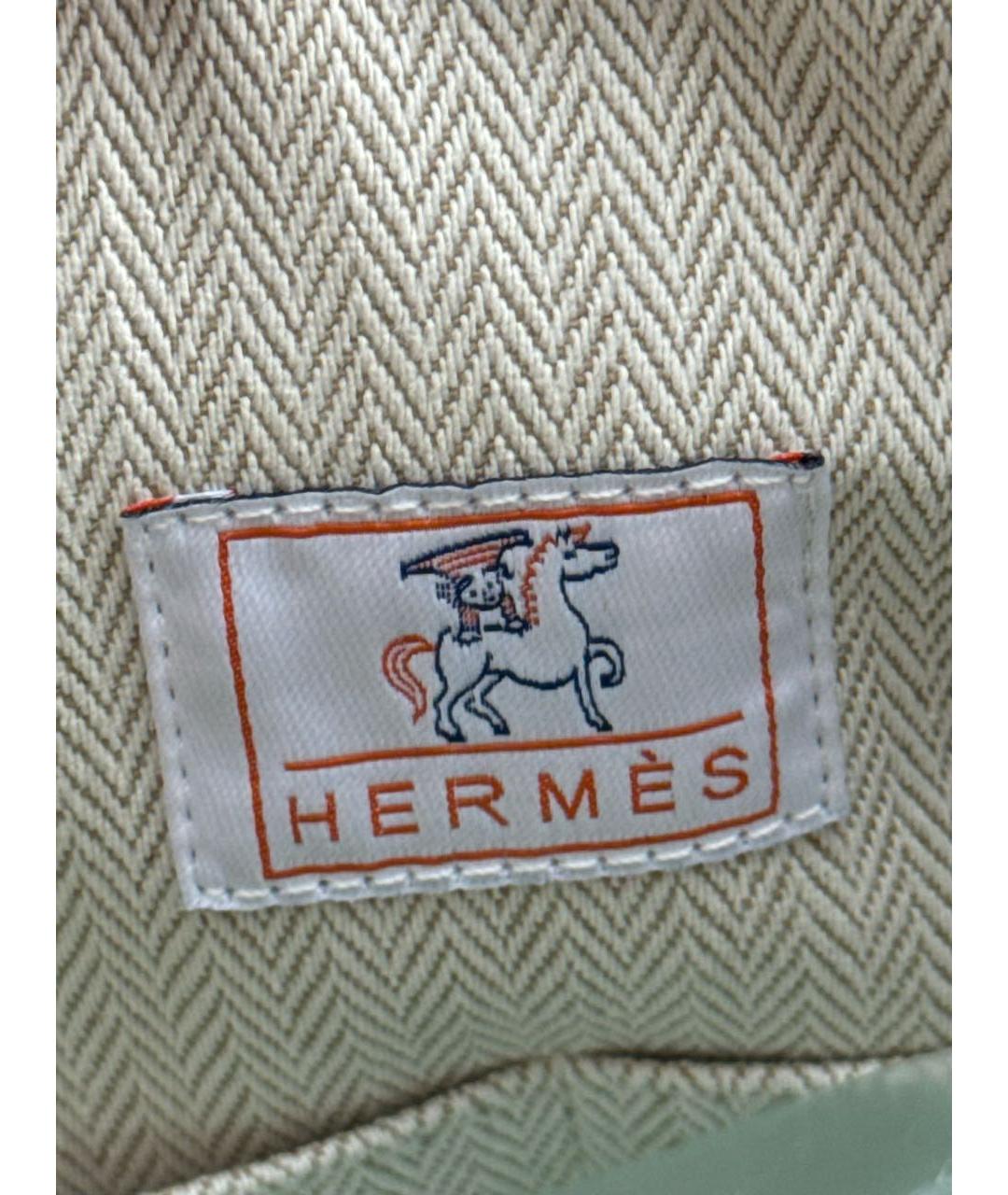 HERMES Бежевая тканевая косметичка, фото 4