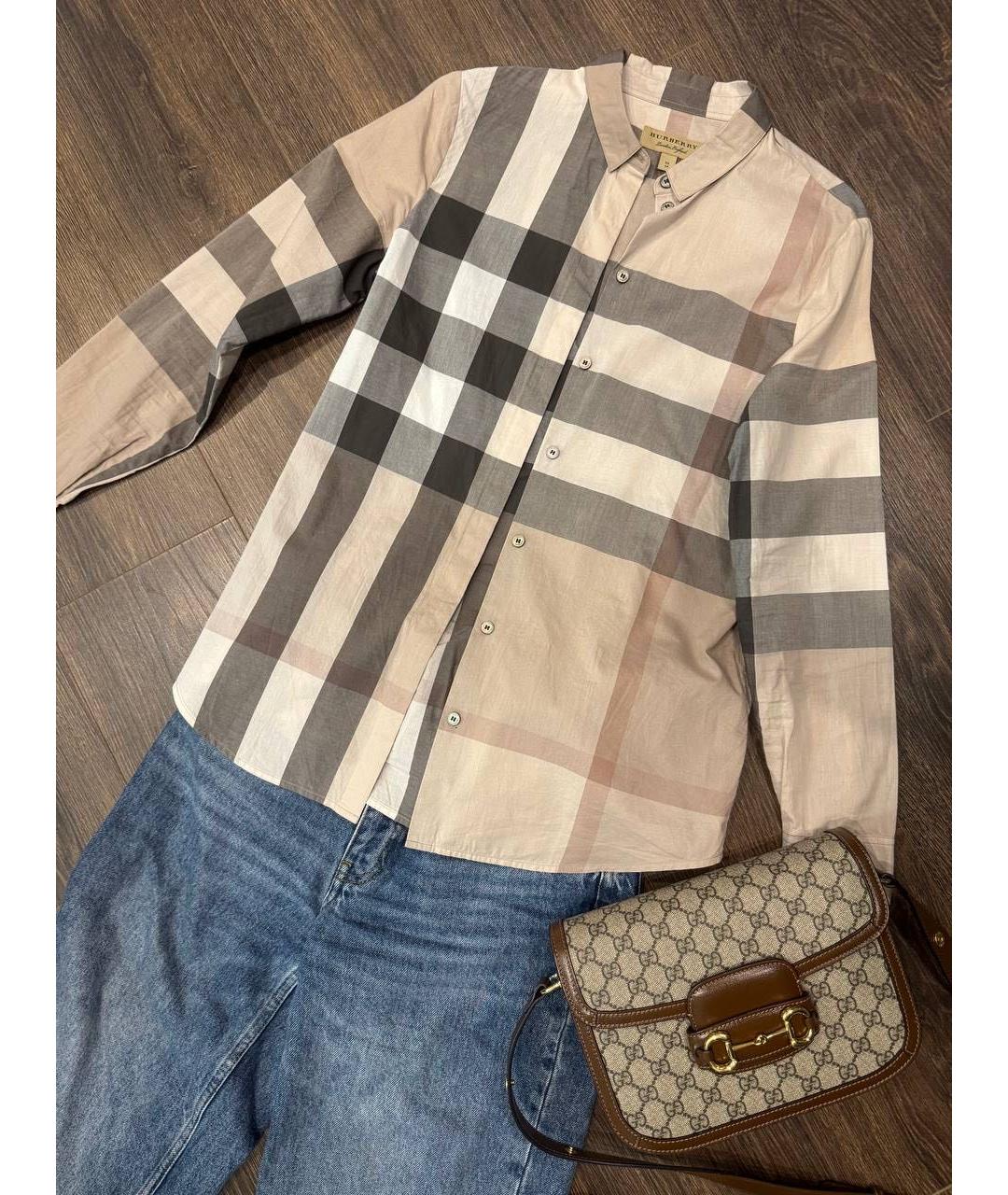 BURBERRY Бежевая хлопковая рубашка, фото 5