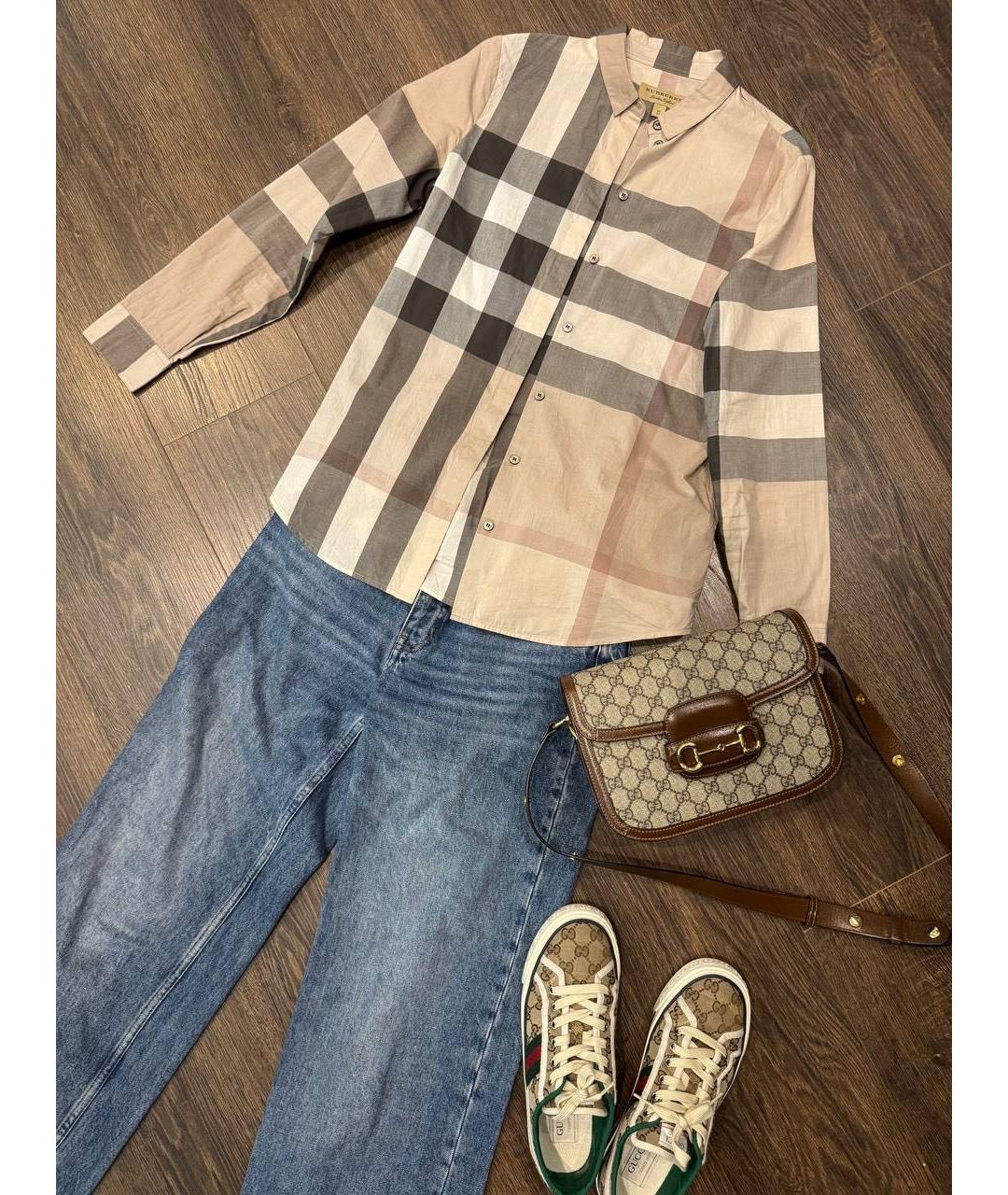 BURBERRY Бежевая хлопковая рубашка, фото 4