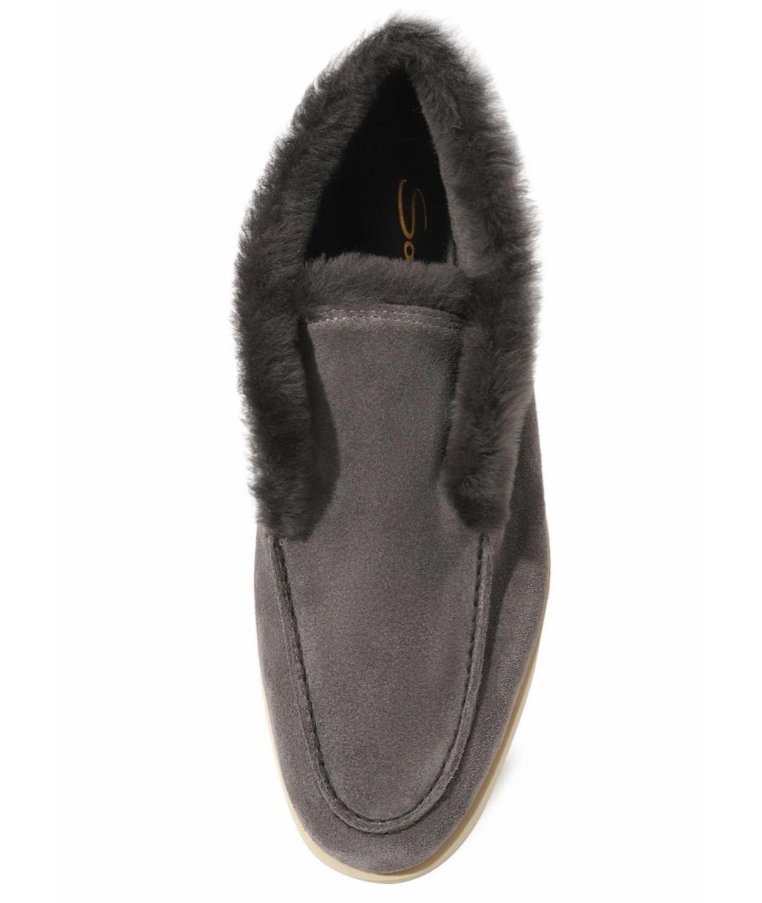 SANTONI Антрацитовые замшевые лоферы, фото 3