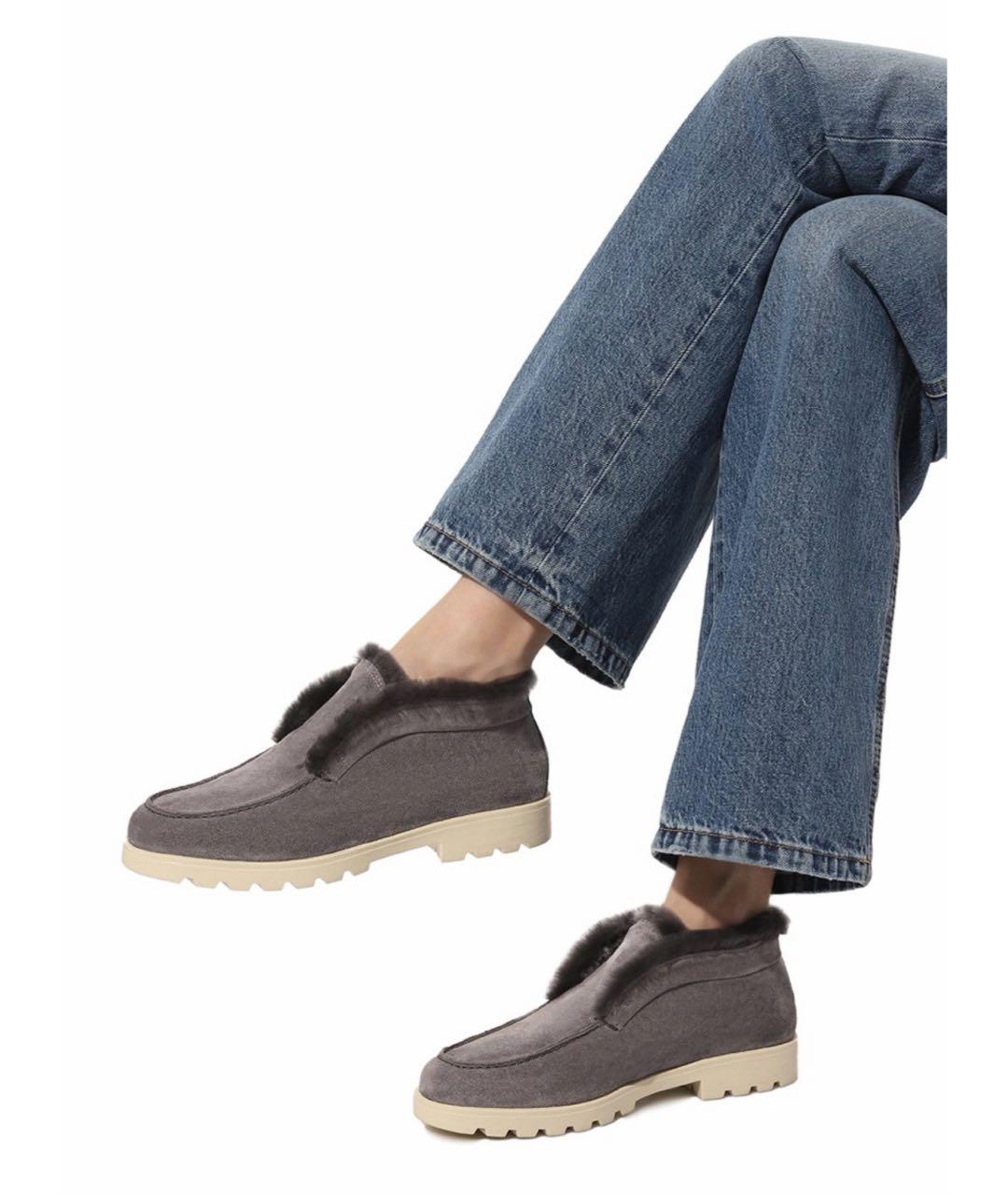 SANTONI Антрацитовые замшевые лоферы, фото 2