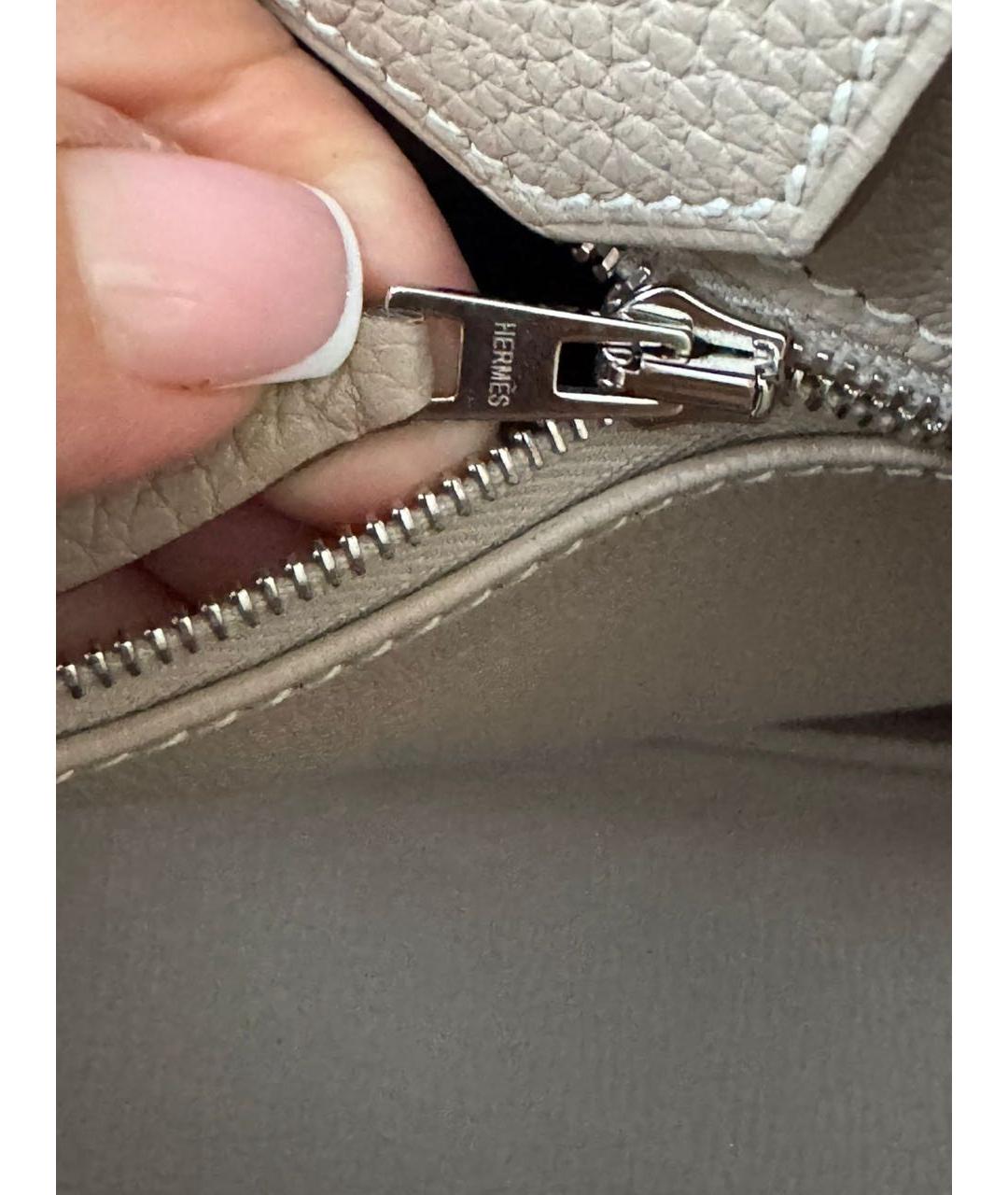 HERMES Бежевая кожаная сумка с короткими ручками, фото 7