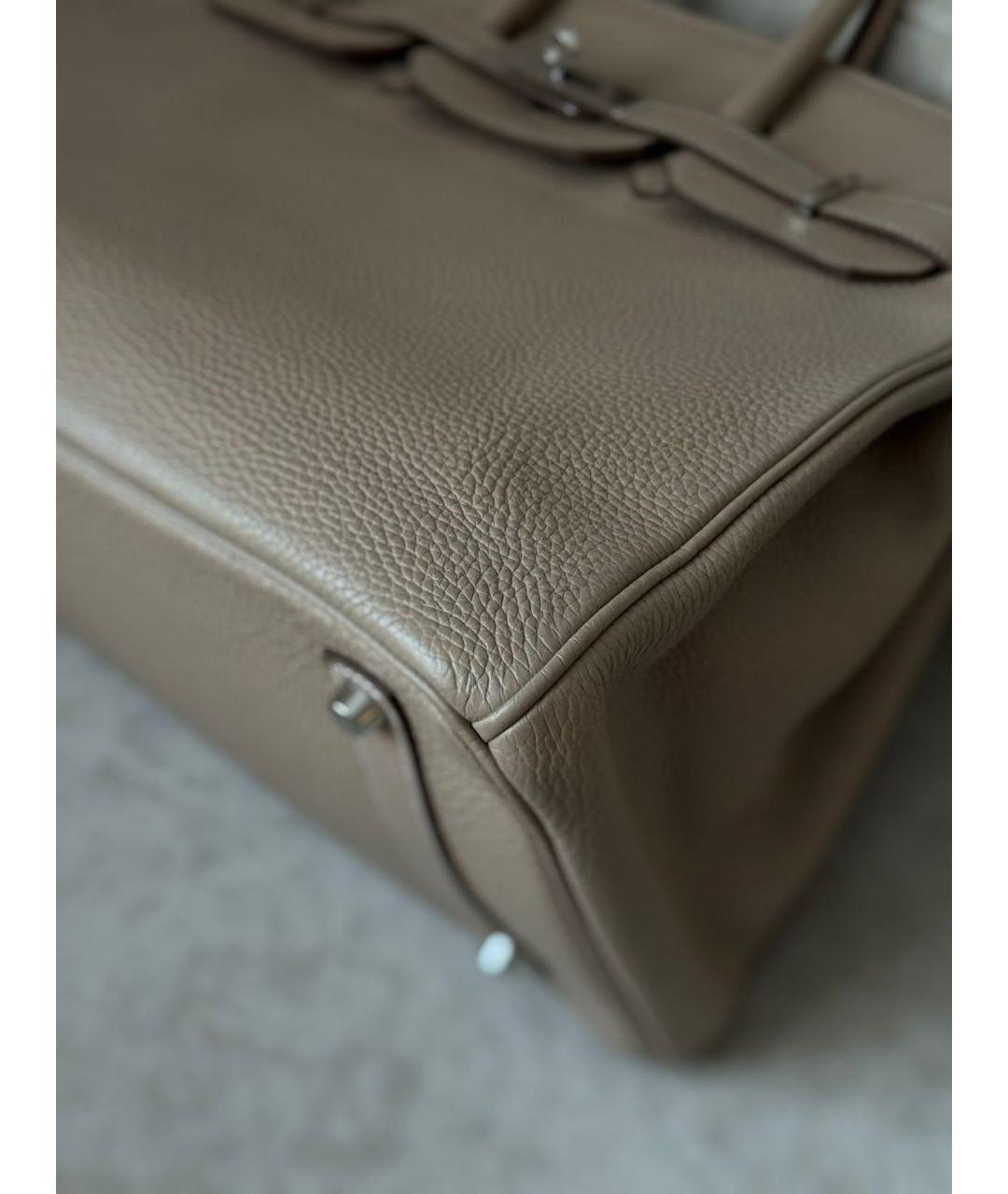 HERMES Бежевая кожаная сумка с короткими ручками, фото 8