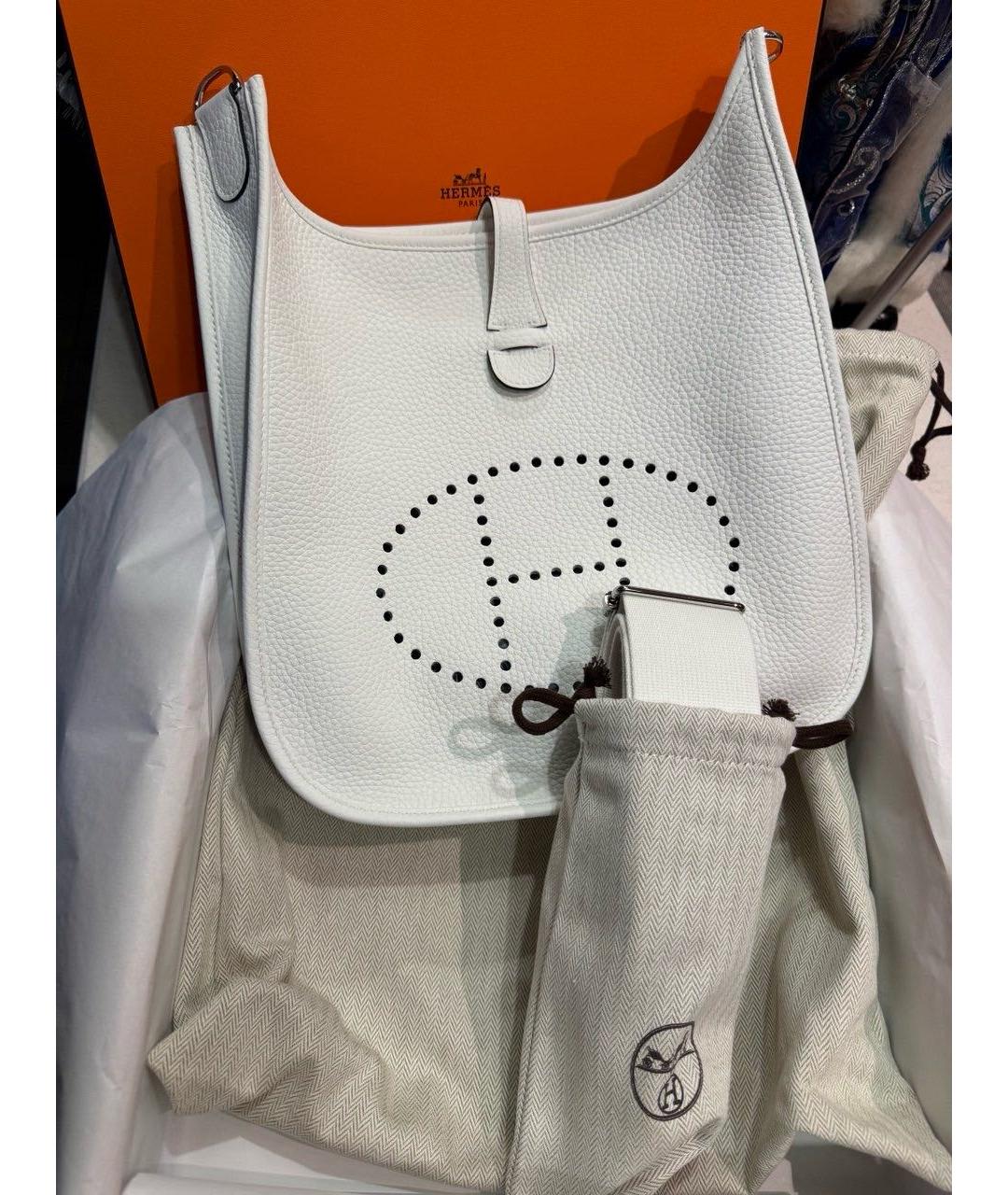 HERMES Белая кожаная сумка через плечо, фото 2