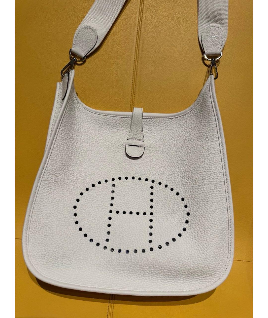 HERMES Белая кожаная сумка через плечо, фото 7