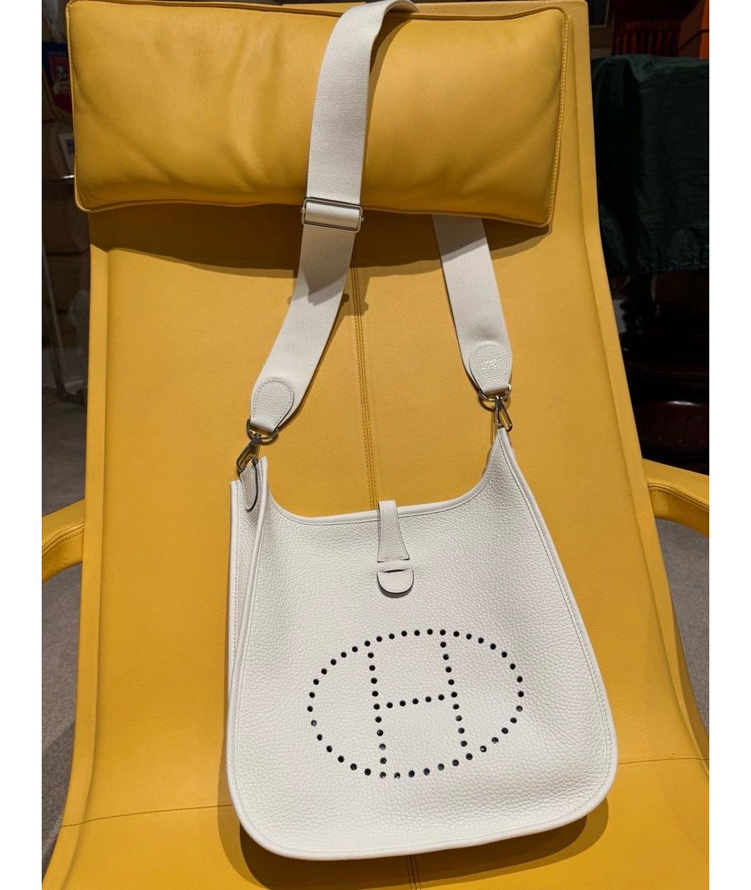 HERMES Белая кожаная сумка через плечо, фото 8