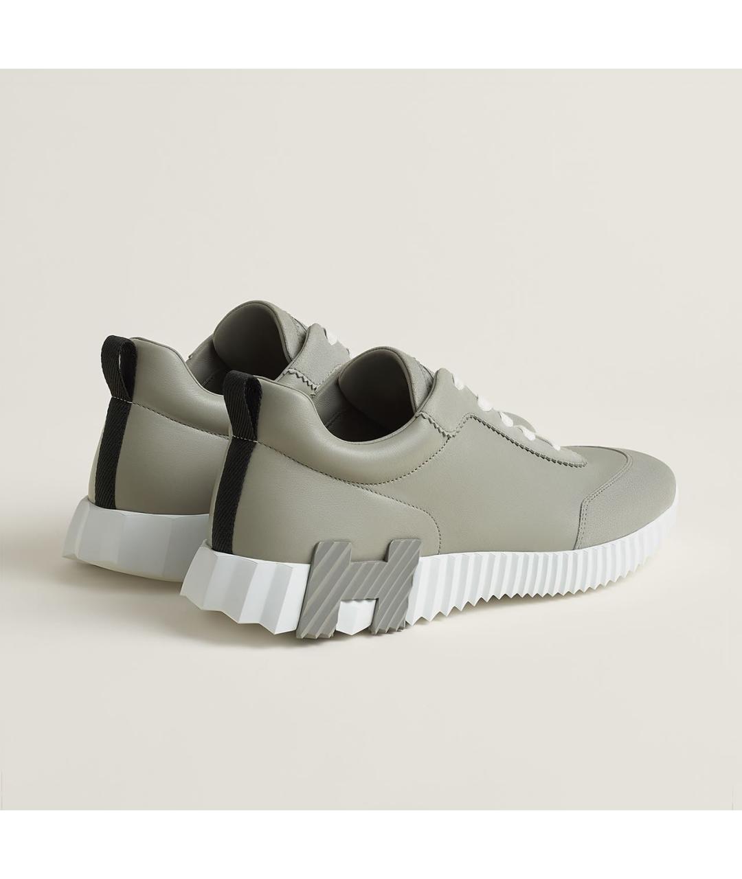 HERMES Серые кожаные низкие кроссовки / кеды, фото 4