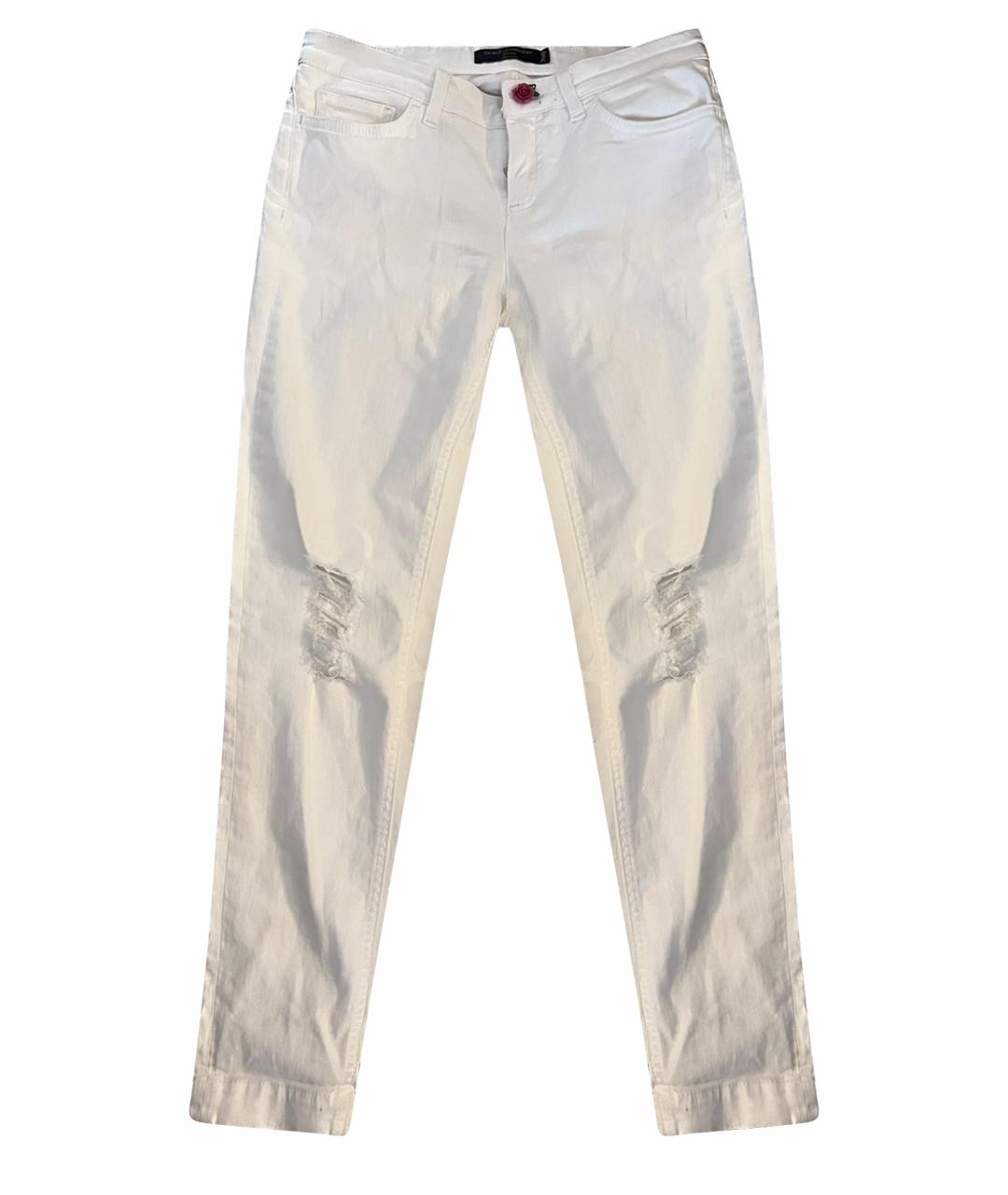 DOLCE&GABBANA Белые хлопковые джинсы слим, фото 1