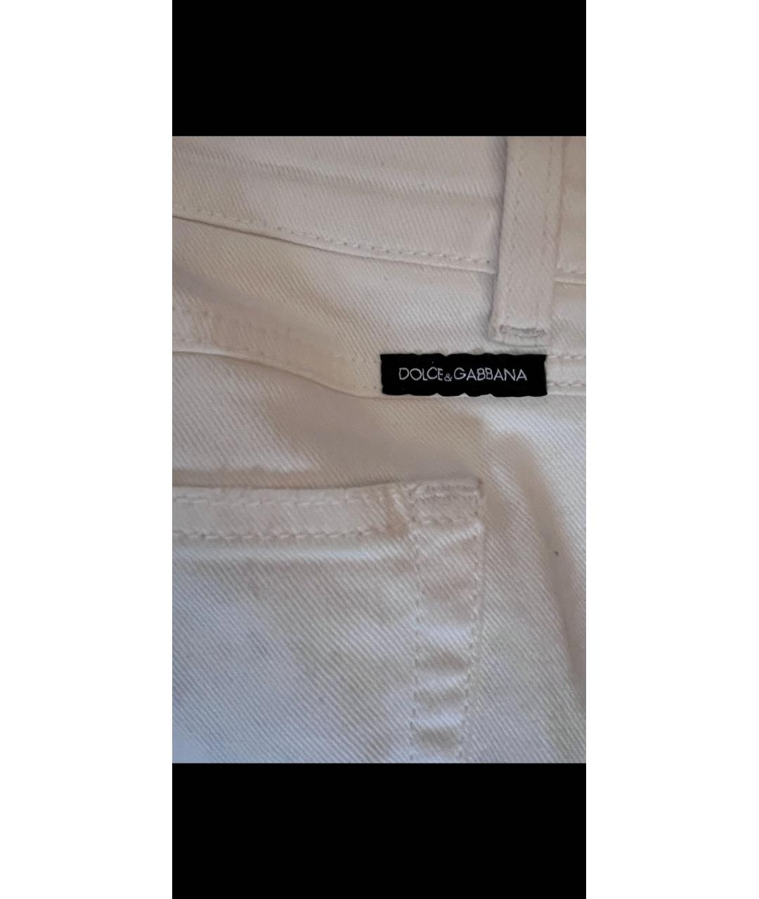DOLCE&GABBANA Белые хлопковые джинсы слим, фото 4