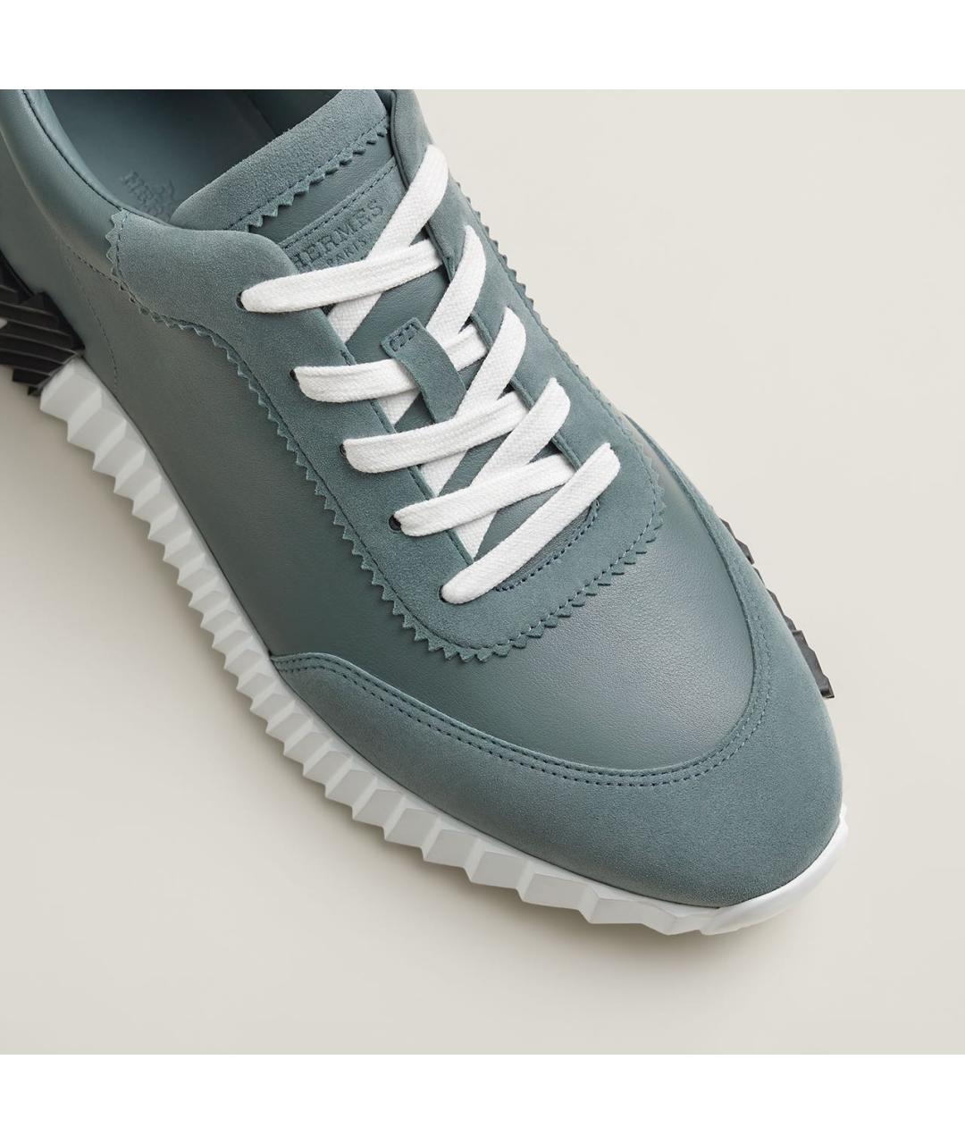 HERMES Серые кожаные низкие кроссовки / кеды, фото 5