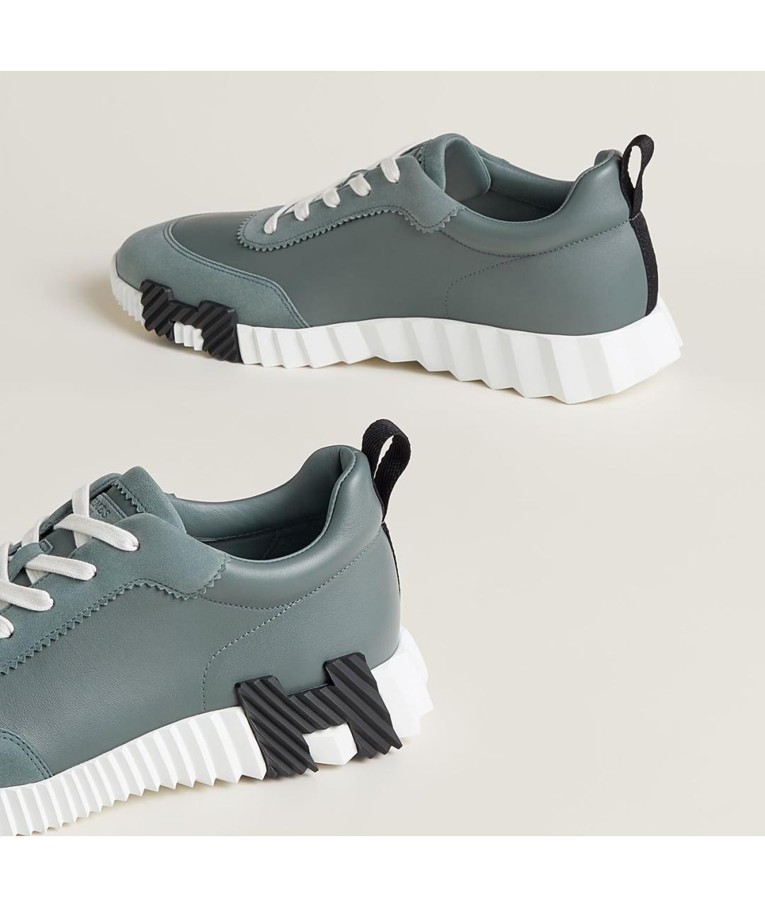 HERMES Серые кожаные низкие кроссовки / кеды, фото 4