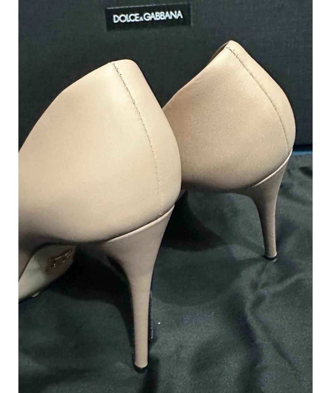 DOLCE&GABBANA Бежевые кожаные туфли, фото 7