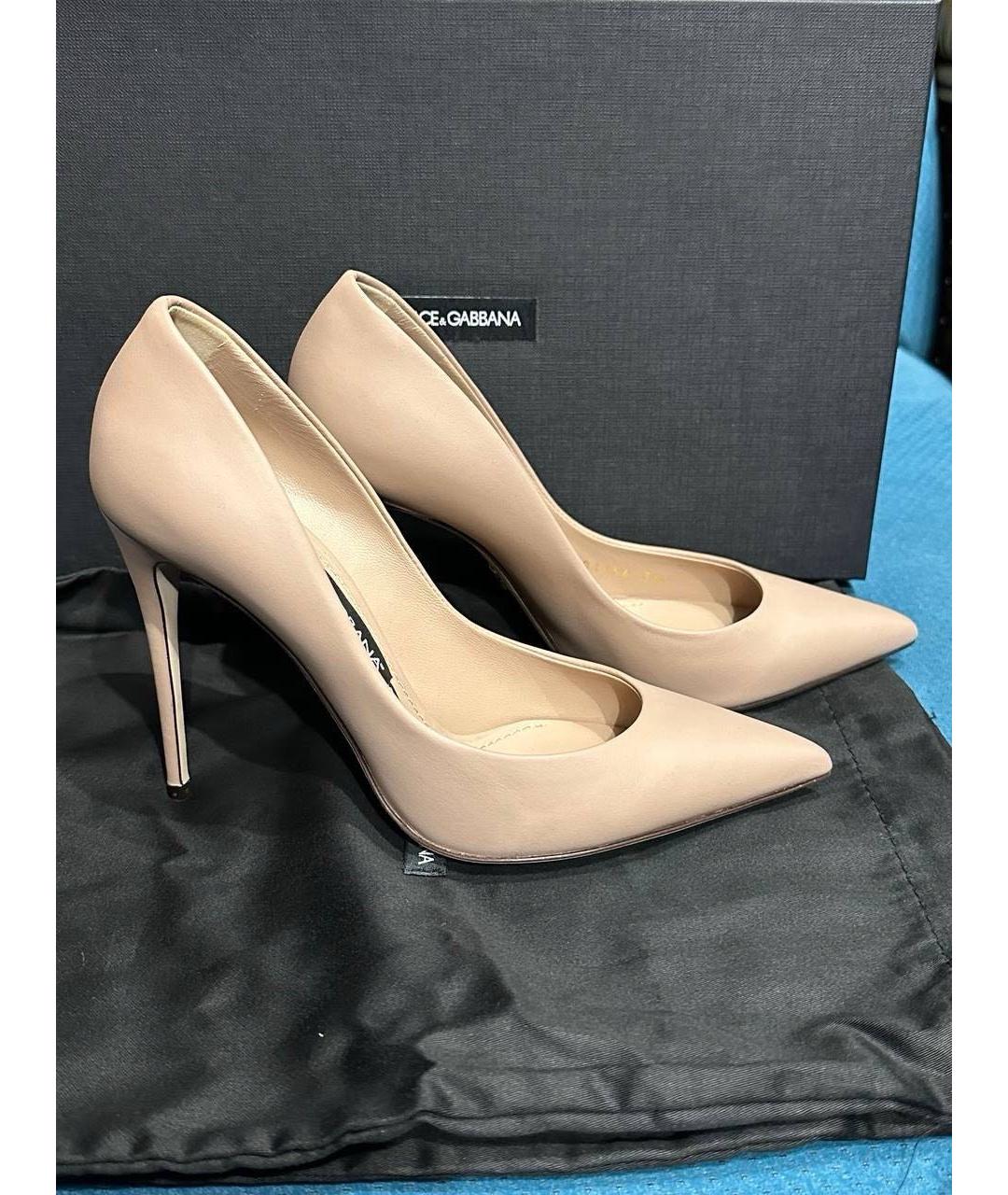 DOLCE&GABBANA Бежевые кожаные туфли, фото 8