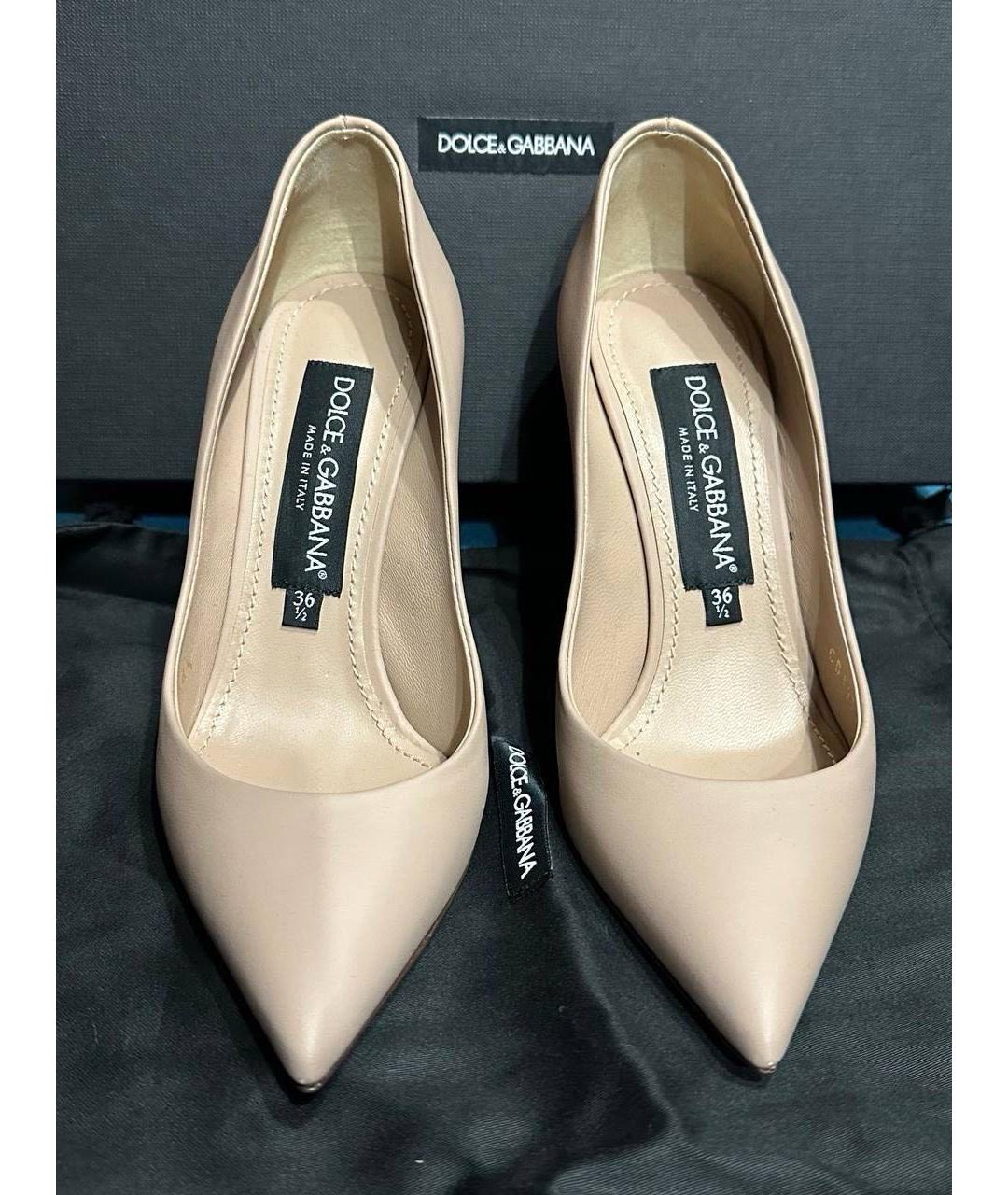 DOLCE&GABBANA Бежевые кожаные туфли, фото 2