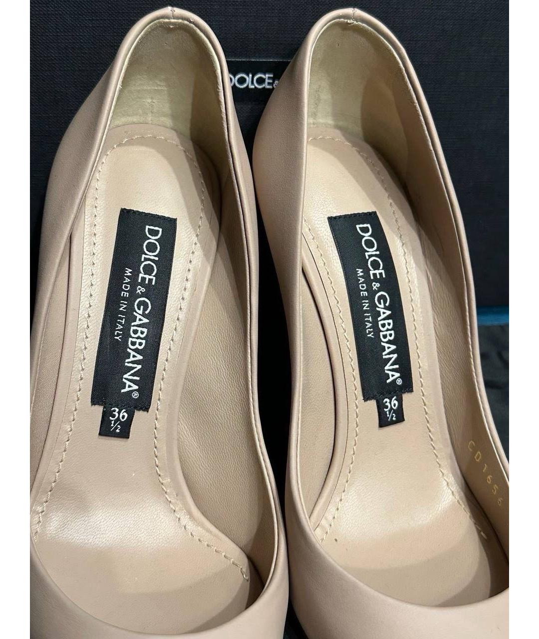 DOLCE&GABBANA Бежевые кожаные туфли, фото 3