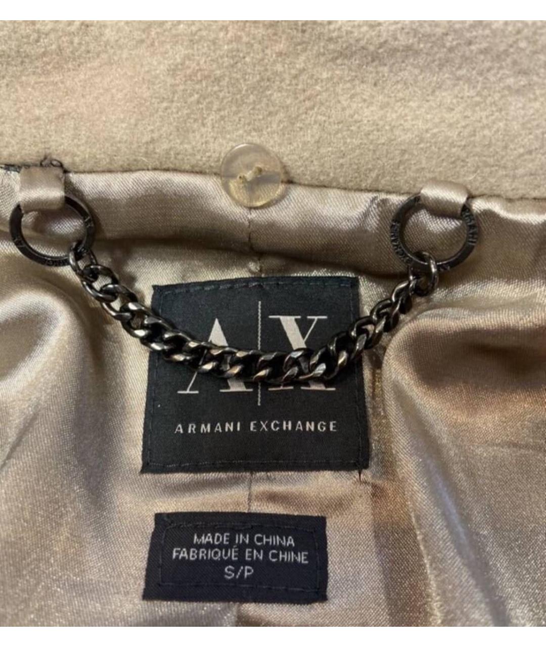 ARMANI EXCHANGE Бежевое шерстяное пальто, фото 6