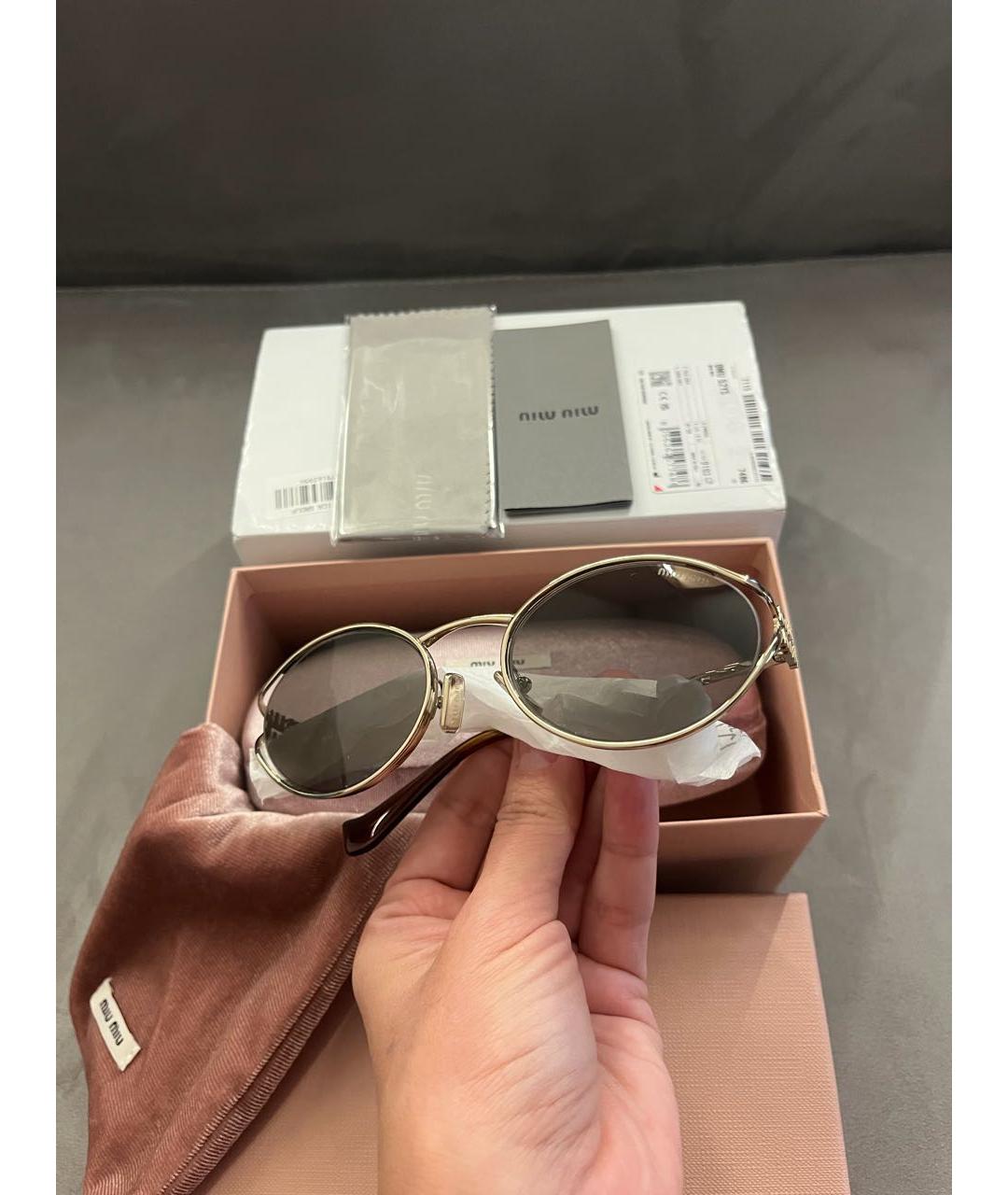 MIU MIU Коричневые металлические солнцезащитные очки, фото 3