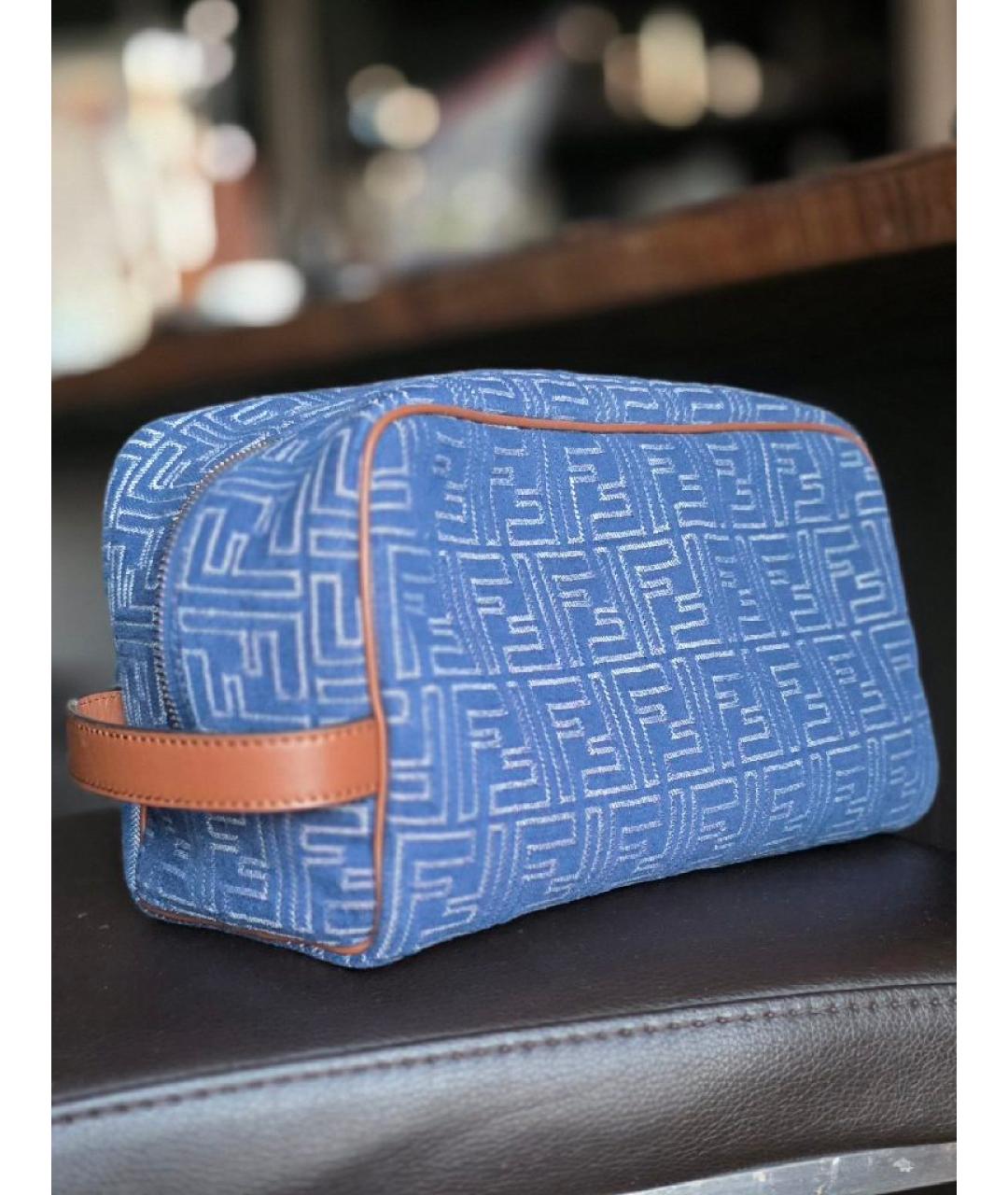 FENDI Синяя хлопковая косметичка, фото 3