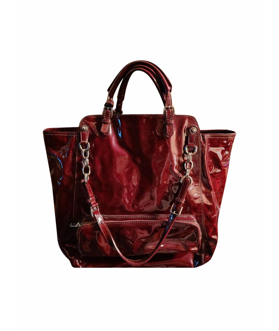 DOLCE&GABBANA Бордовая сумка тоут из лакированной кожи, фото 1