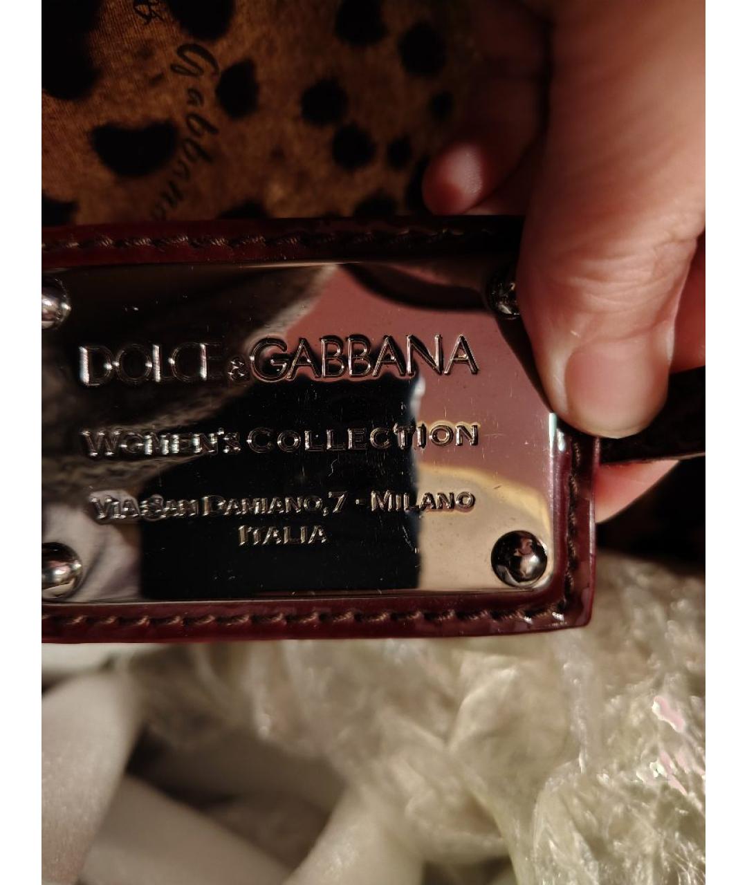 DOLCE&GABBANA Бордовая сумка тоут из лакированной кожи, фото 4