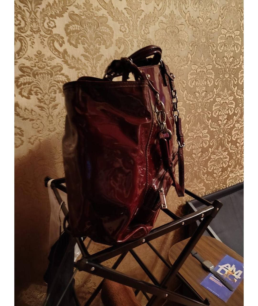 DOLCE&GABBANA Бордовая сумка тоут из лакированной кожи, фото 2