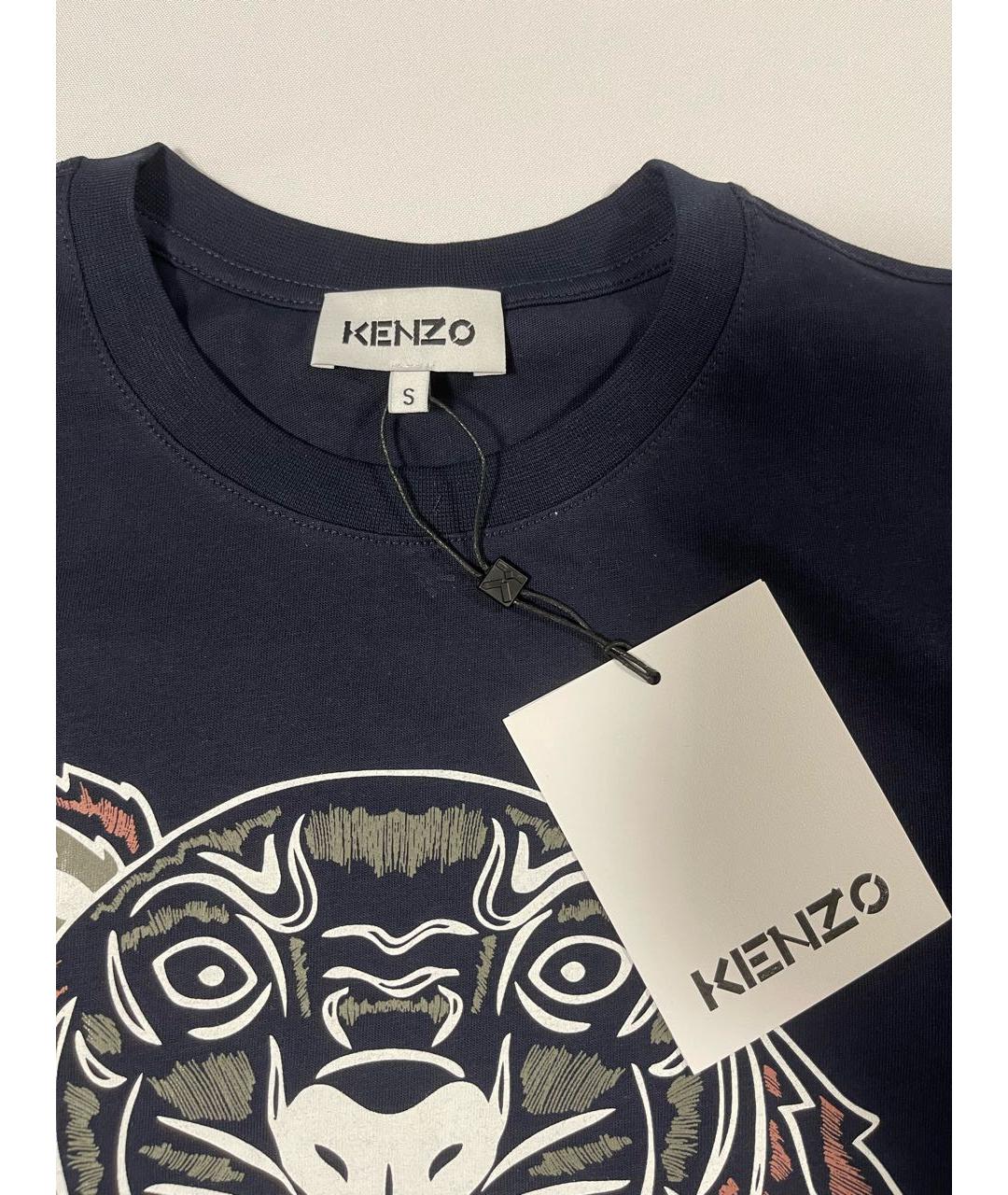 KENZO Темно-синяя хлопковая футболка, фото 3