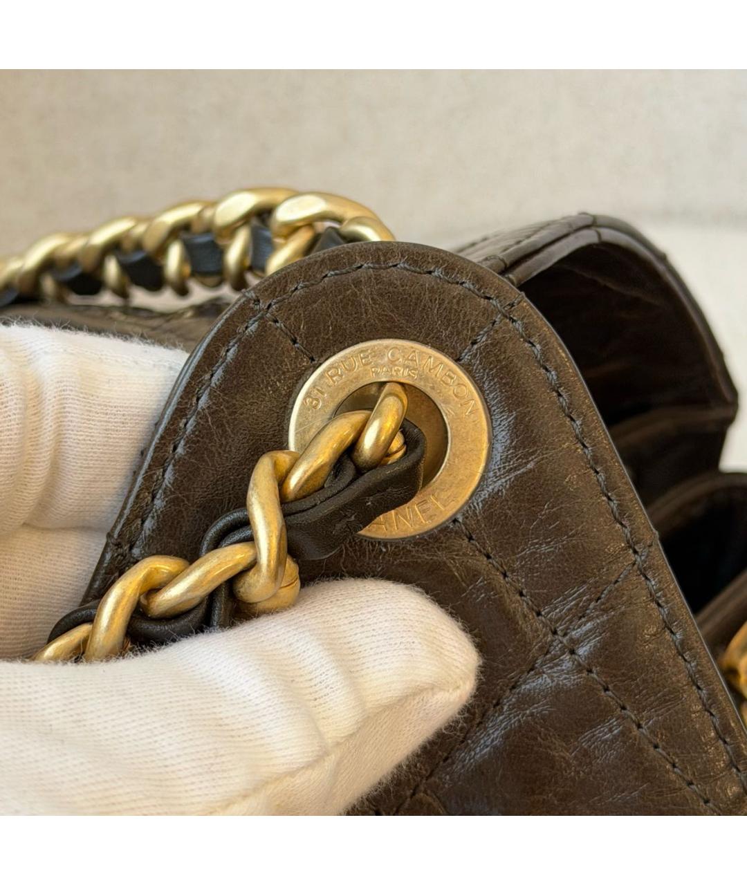 CHANEL Коричневая кожаная сумка тоут, фото 5