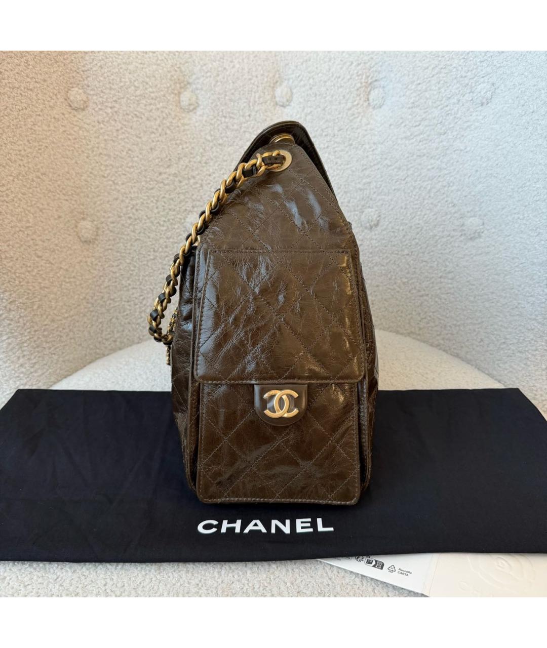 CHANEL Коричневая кожаная сумка тоут, фото 4