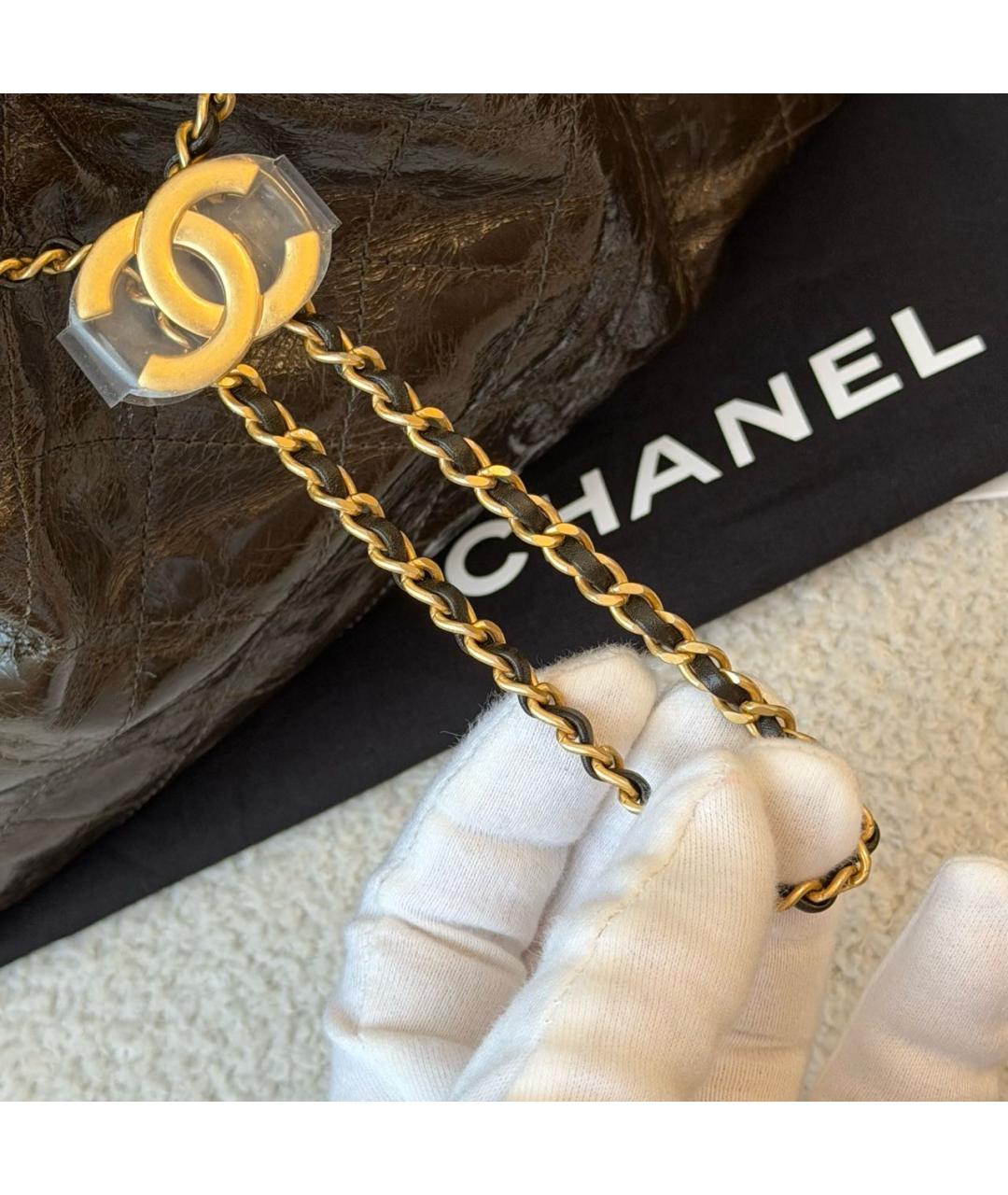 CHANEL Коричневая кожаная сумка тоут, фото 6