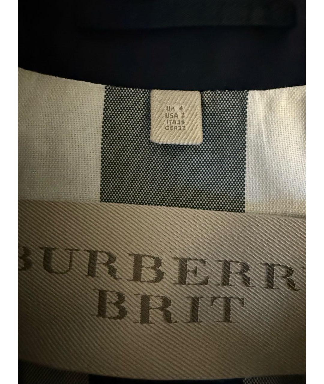 BURBERRY Темно-синий хлопковый тренч/плащ, фото 3