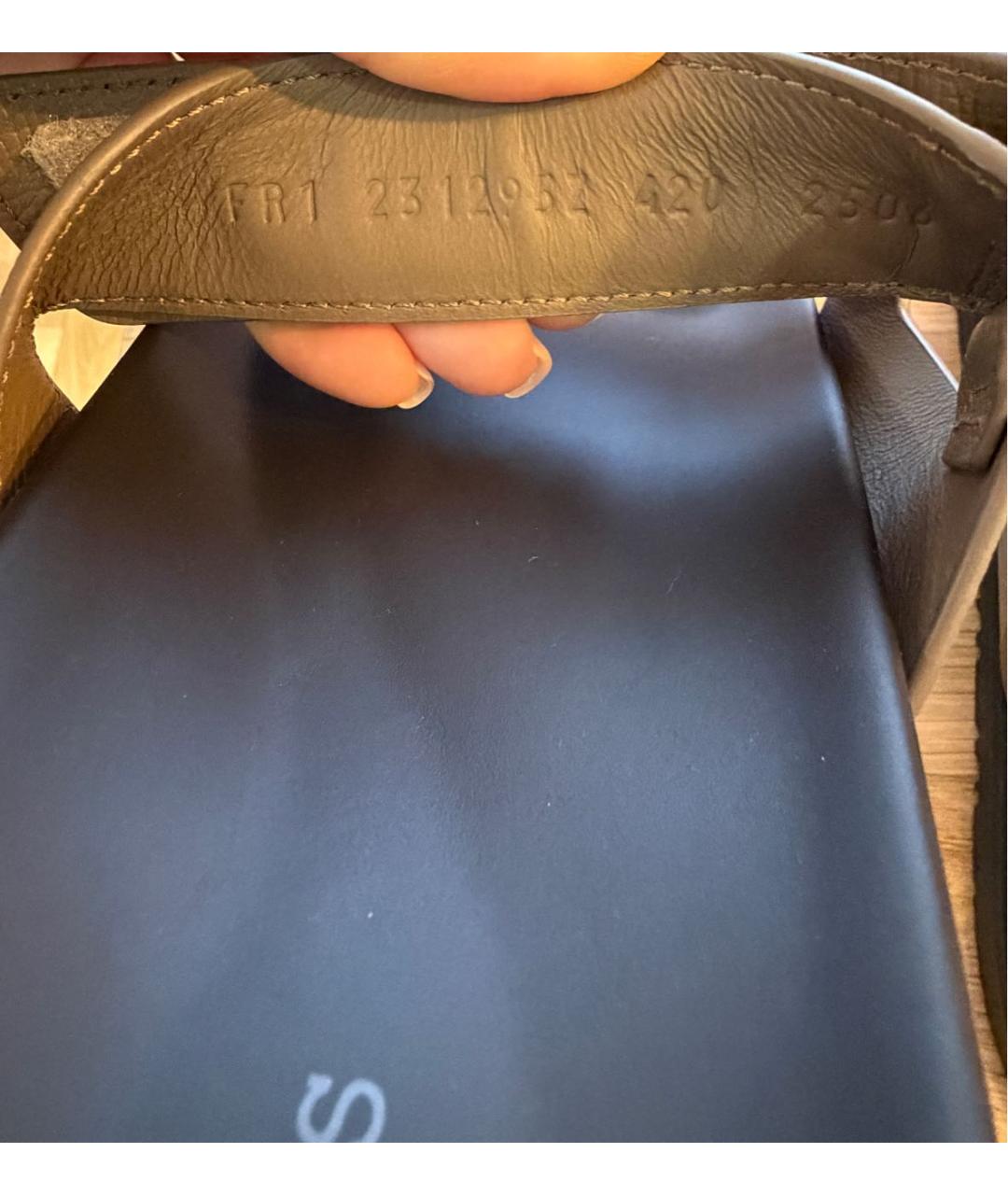 HERMES Антрацитовые кожаные шлепанцы, фото 5