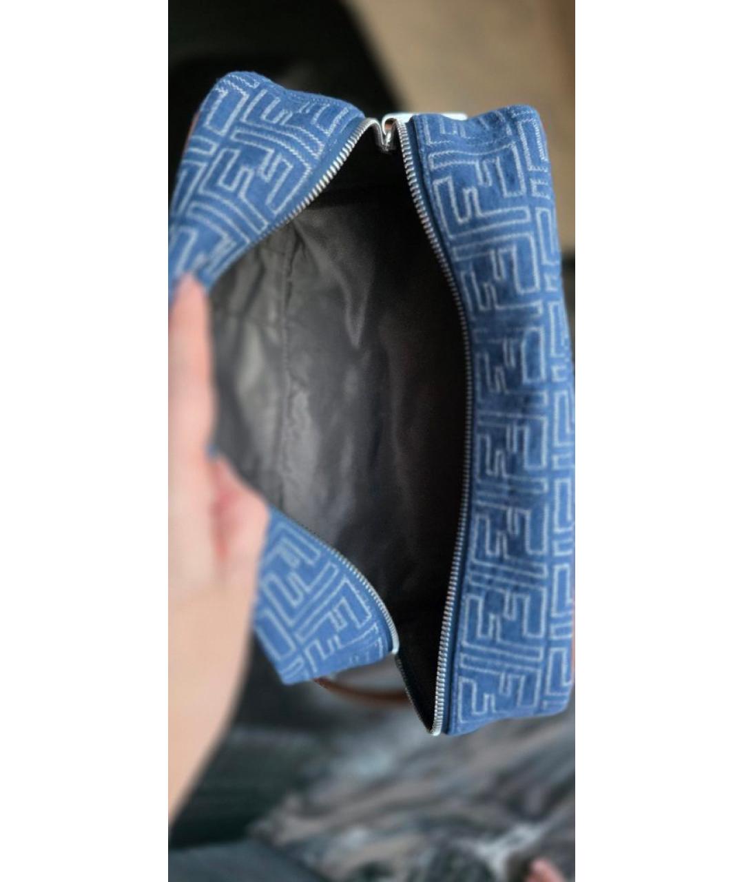 FENDI Синяя деним барсетка, фото 4