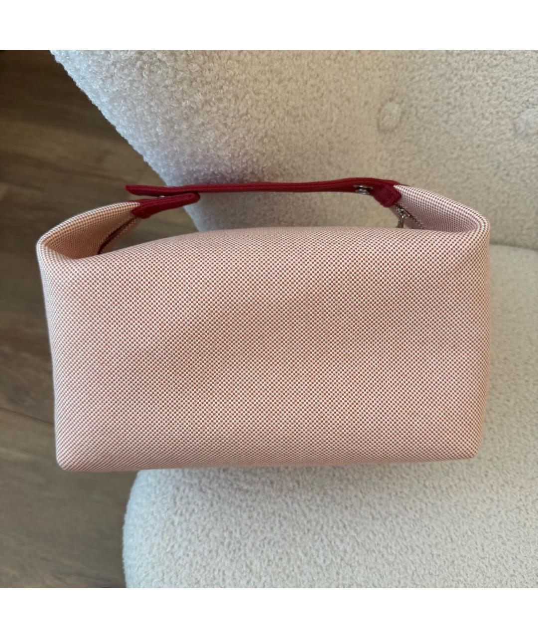 HERMES Красная тканевая косметичка, фото 3
