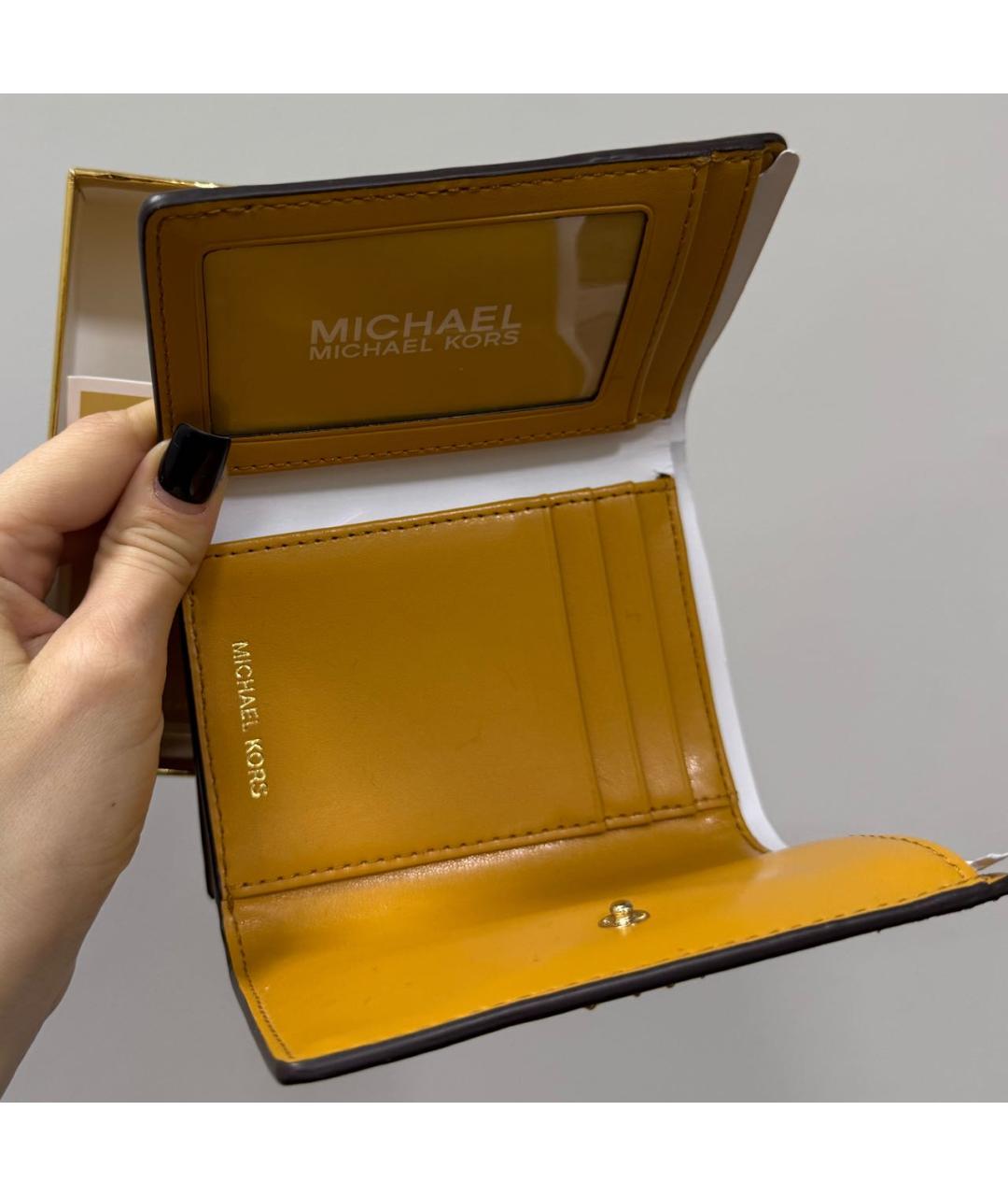MICHAEL KORS Желтый кожаный кошелек, фото 5