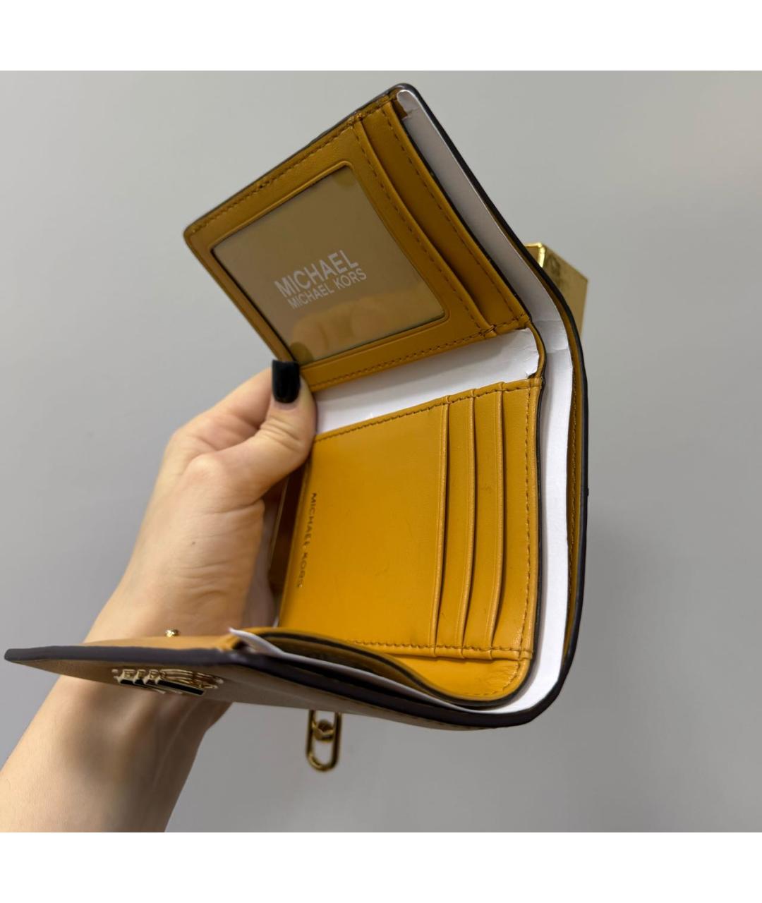 MICHAEL KORS Желтый кожаный кошелек, фото 6