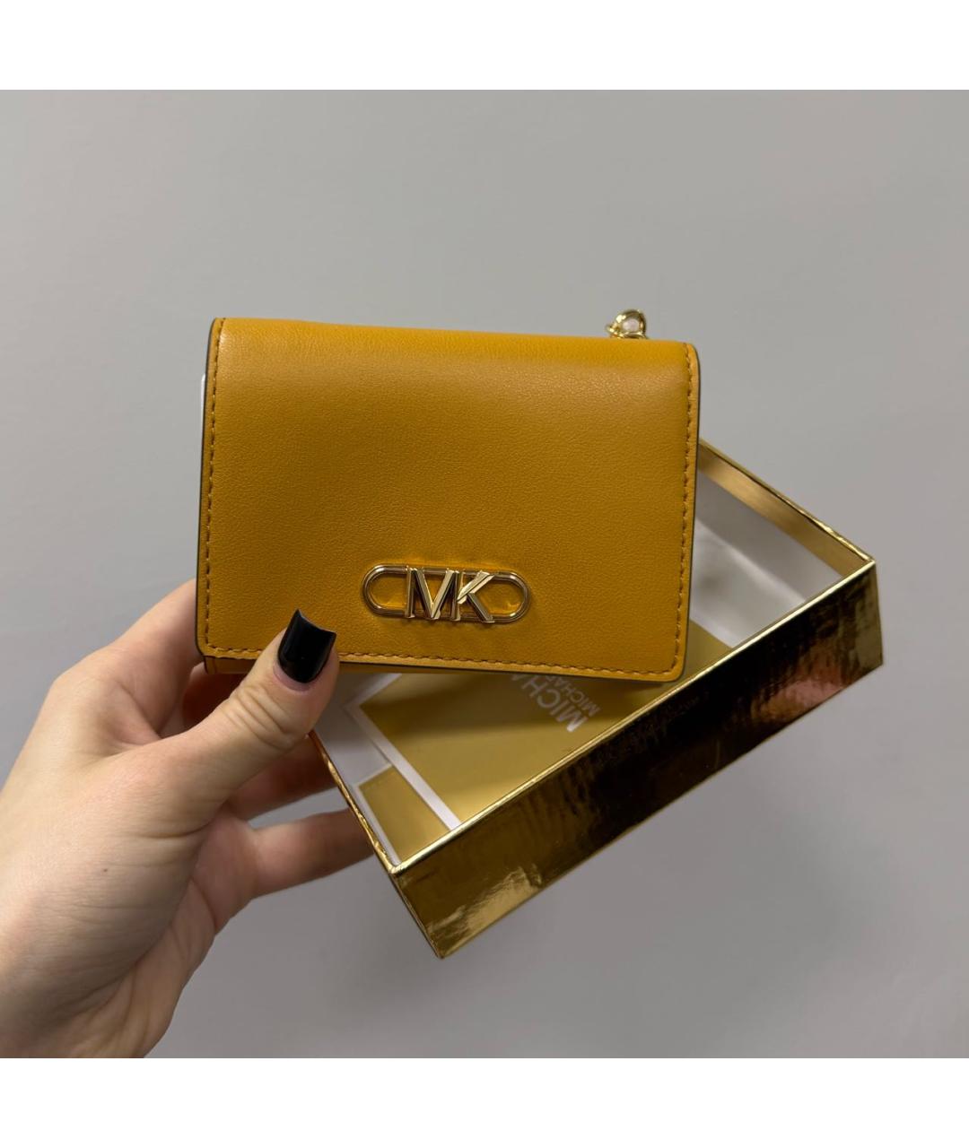 MICHAEL KORS Желтый кожаный кошелек, фото 2