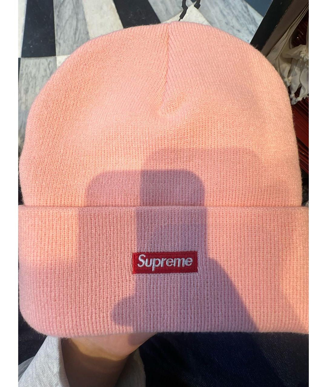 SUPREME Розовая шапка, фото 3