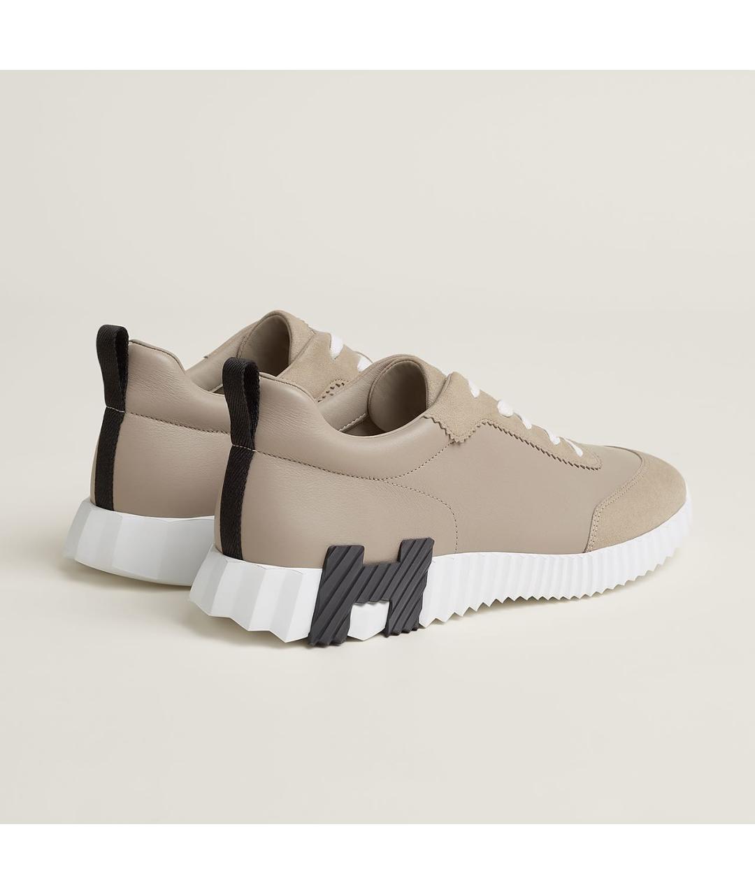 HERMES Бежевые кожаные низкие кроссовки / кеды, фото 7