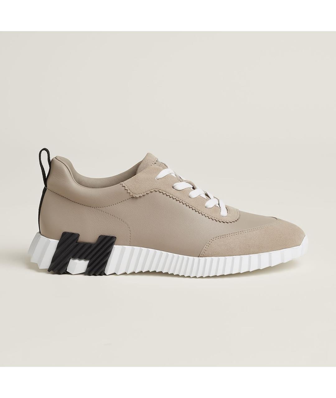 HERMES Бежевые кожаные низкие кроссовки / кеды, фото 8