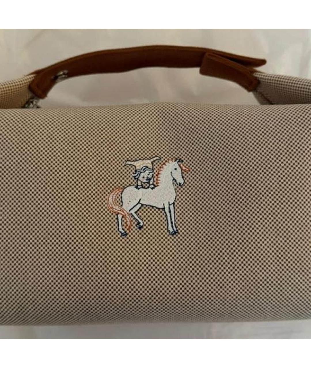 HERMES Бежевая тканевая косметичка, фото 2