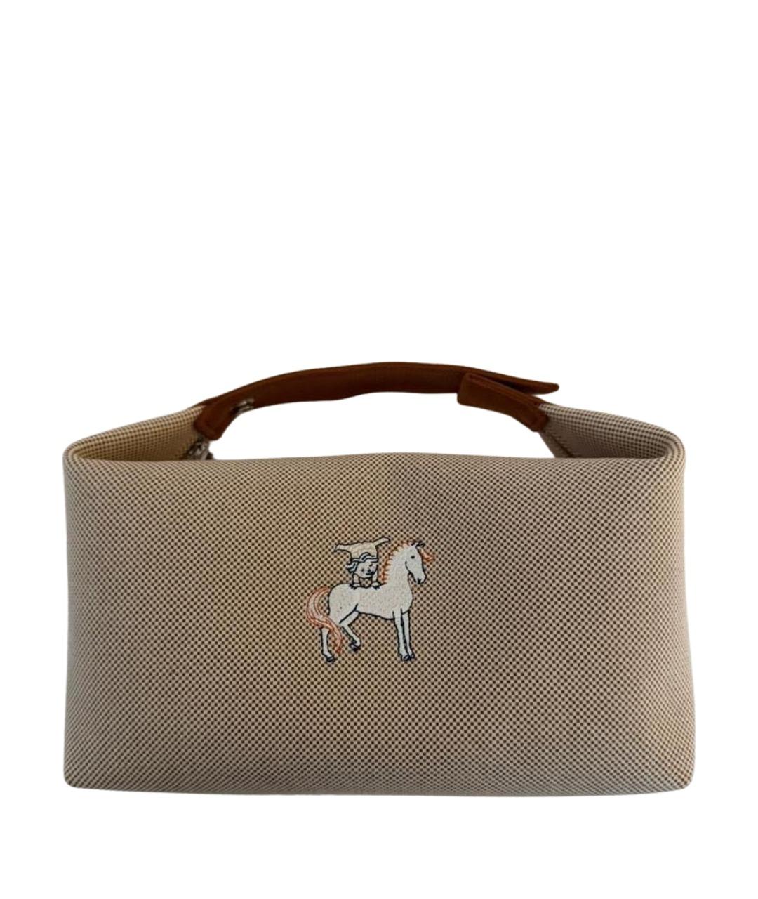 HERMES Бежевая тканевая косметичка, фото 1