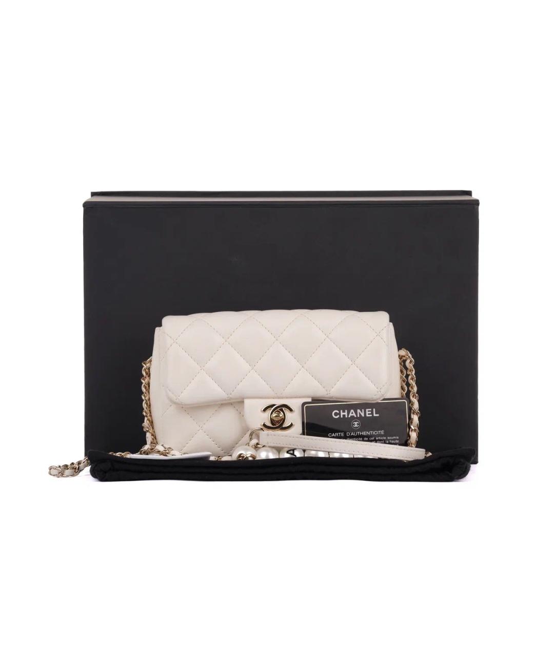 CHANEL Белая кожаная сумка через плечо, фото 2