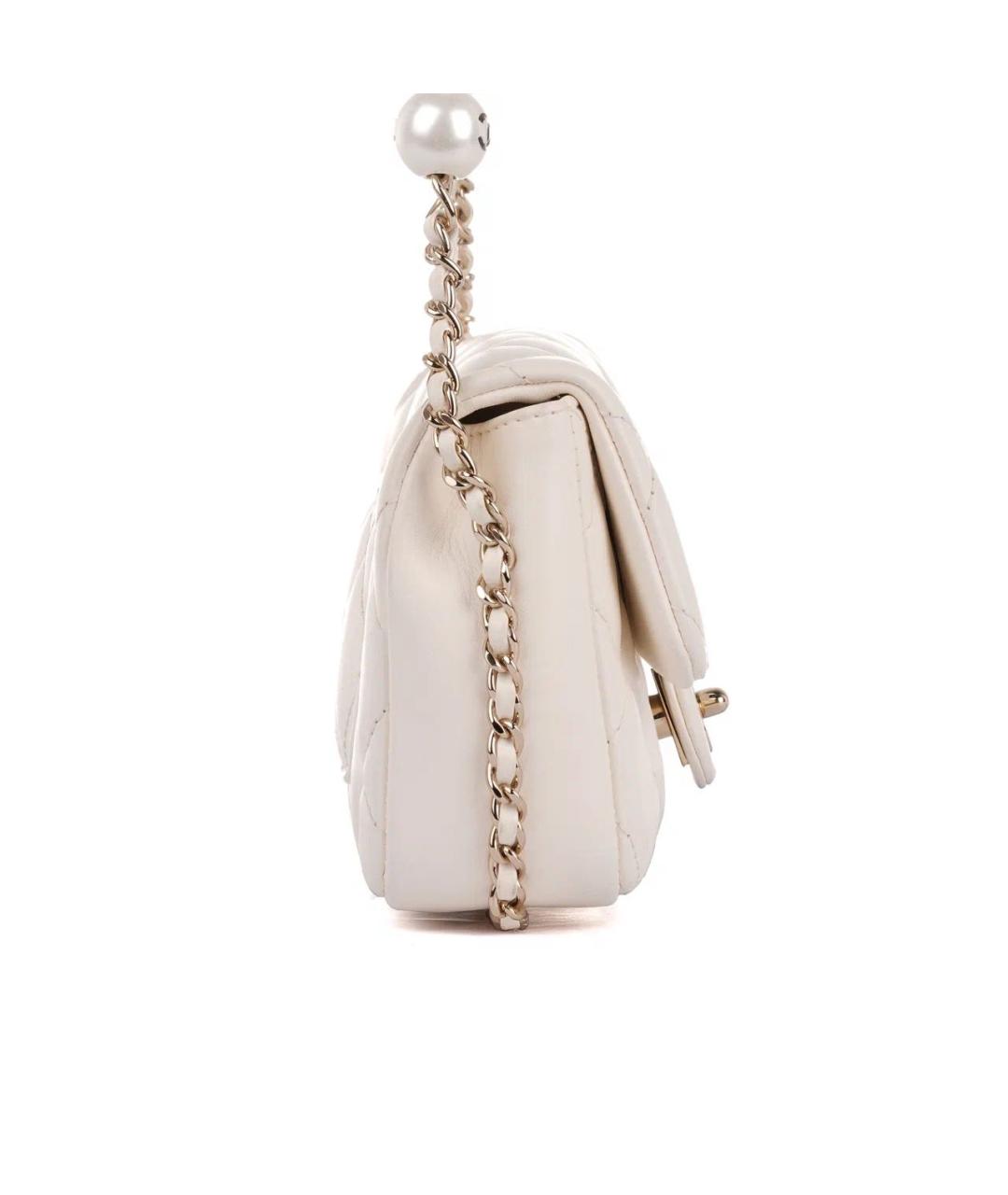 CHANEL Белая кожаная сумка через плечо, фото 6