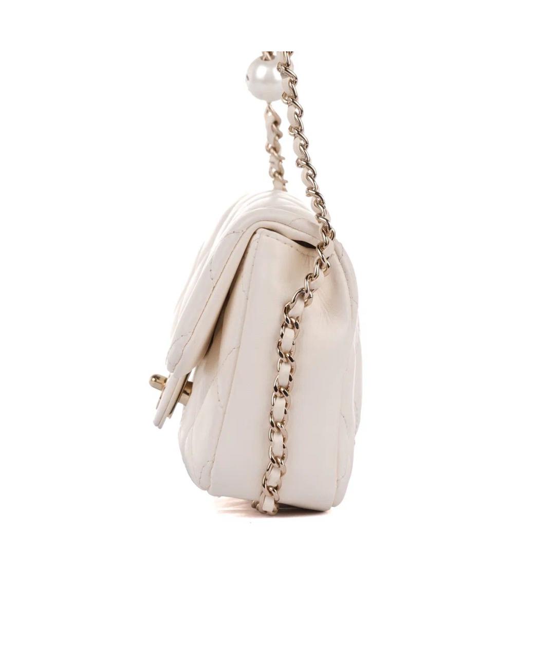 CHANEL Белая кожаная сумка через плечо, фото 7